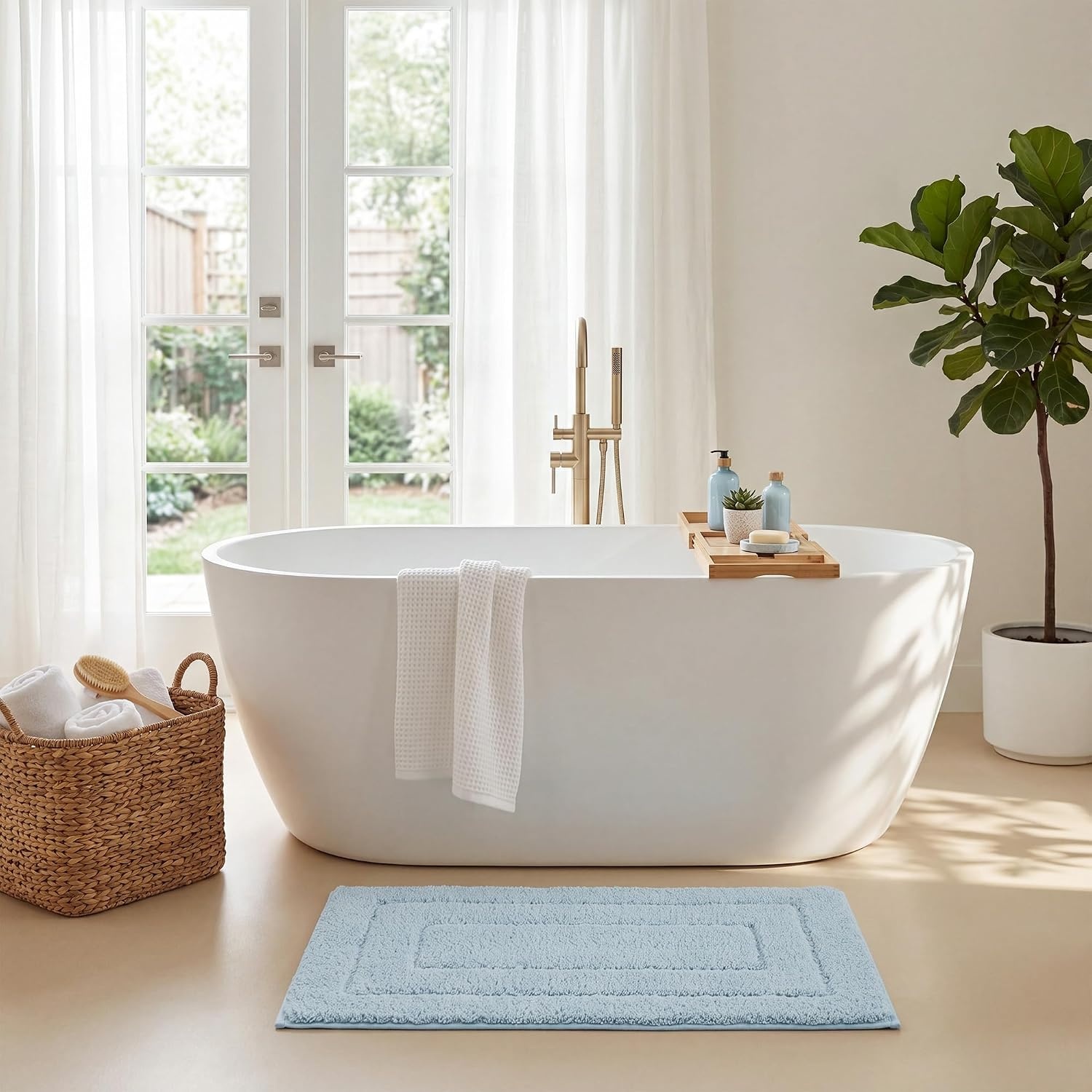 image:imageGRANNY SAYS Gray Bathroom Rugs Bath Mats for Bathroom NonSlip Super Soft and Water Absorbent Microfiber Bath Rugs Machine Wash Dry Bath Rugs for Floor Tub and Shower 16 x 24Baby Blue