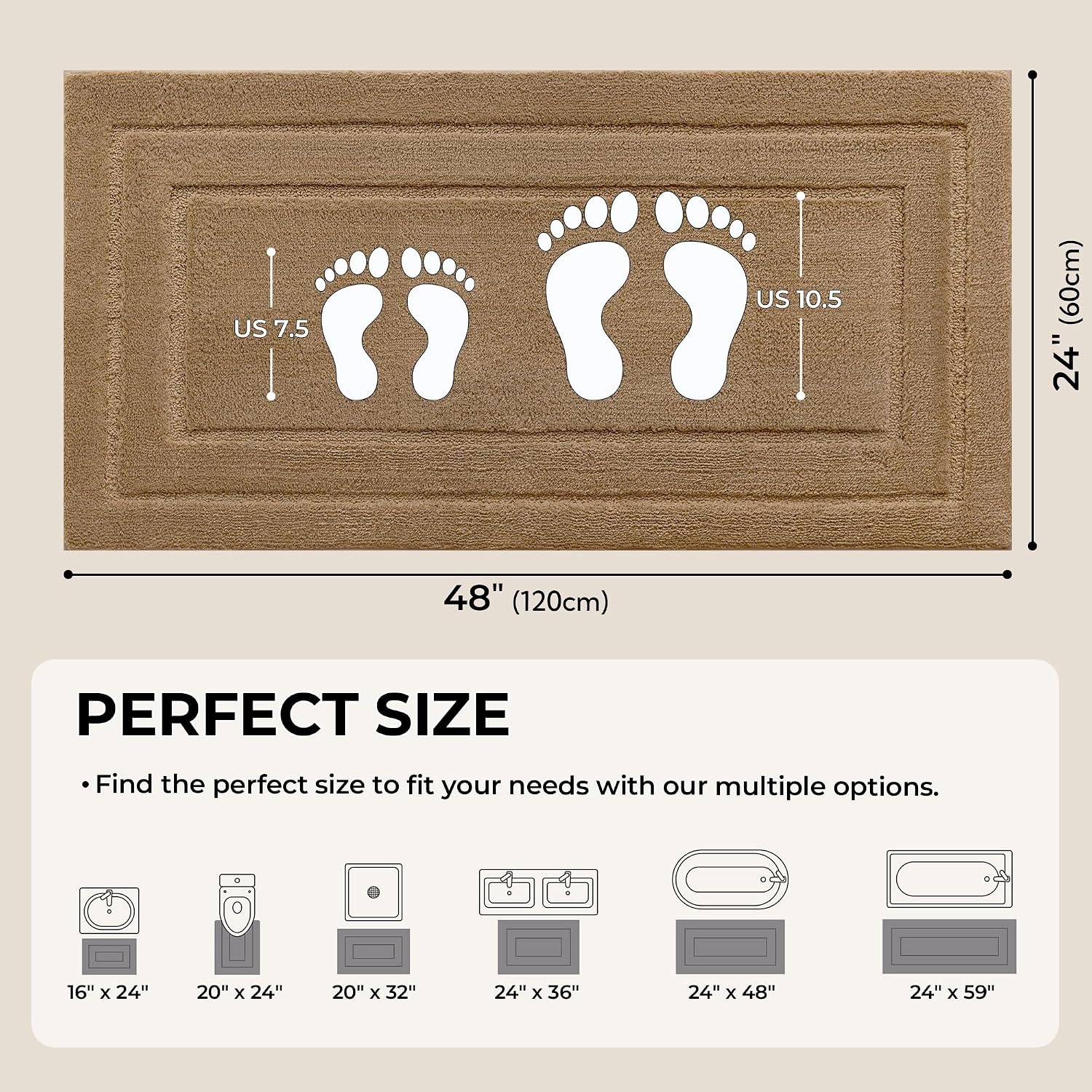 image:imageGRANNY SAYS Gray Bathroom Rugs Bath Mats for Bathroom NonSlip Super Soft and Water Absorbent Microfiber Bath Rugs Machine Wash Dry Bath Rugs for Floor Tub and Shower 16 x 24Champagne