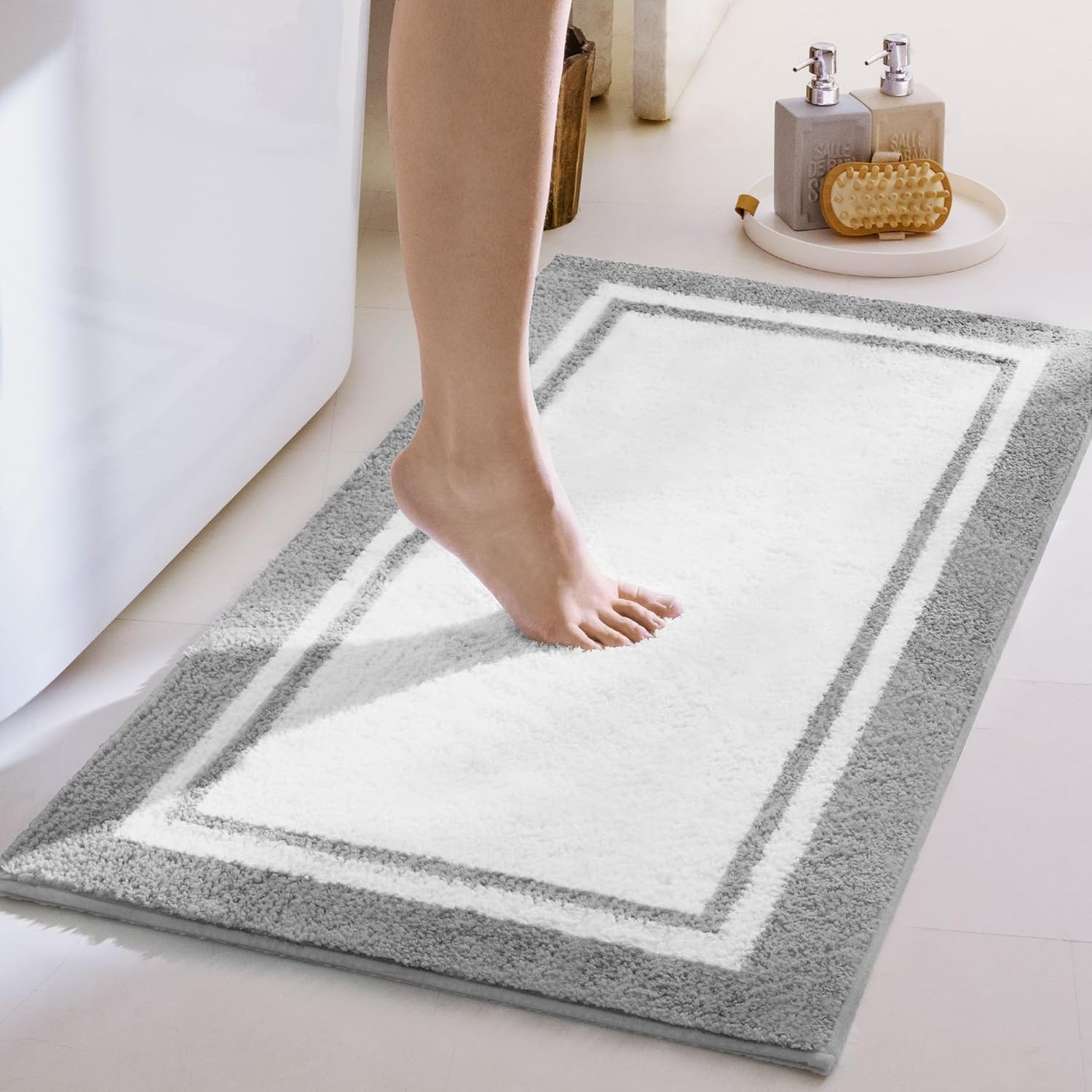 image:imageGRANNY SAYS Gray Bathroom Rugs Bath Mats for Bathroom NonSlip Super Soft and Water Absorbent Microfiber Bath Rugs Machine Wash Dry Bath Rugs for Floor Tub and Shower 16 x 24Dgrey