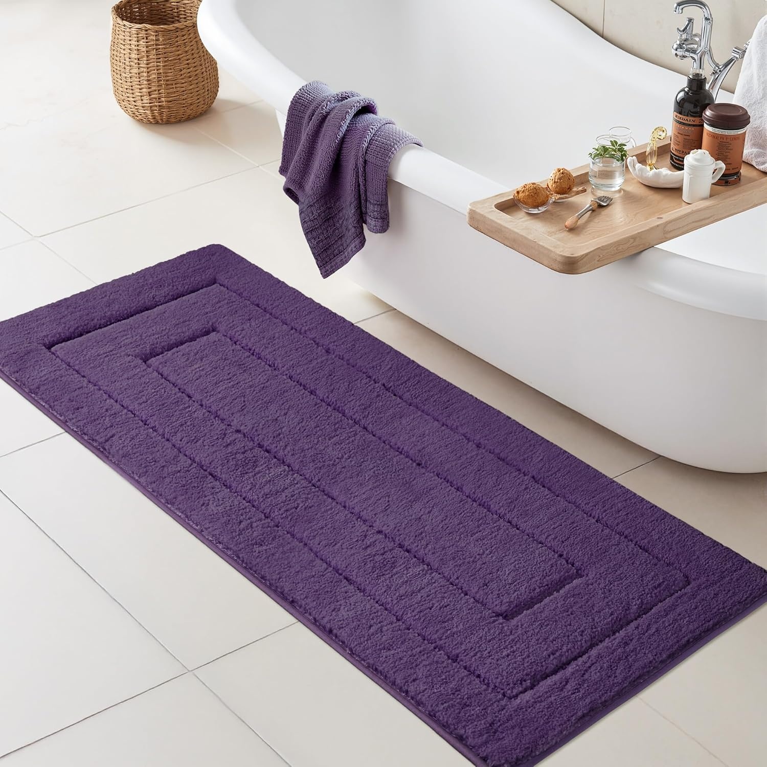 image:imageGRANNY SAYS Gray Bathroom Rugs Bath Mats for Bathroom NonSlip Super Soft and Water Absorbent Microfiber Bath Rugs Machine Wash Dry Bath Rugs for Floor Tub and Shower 16 x 24Purple