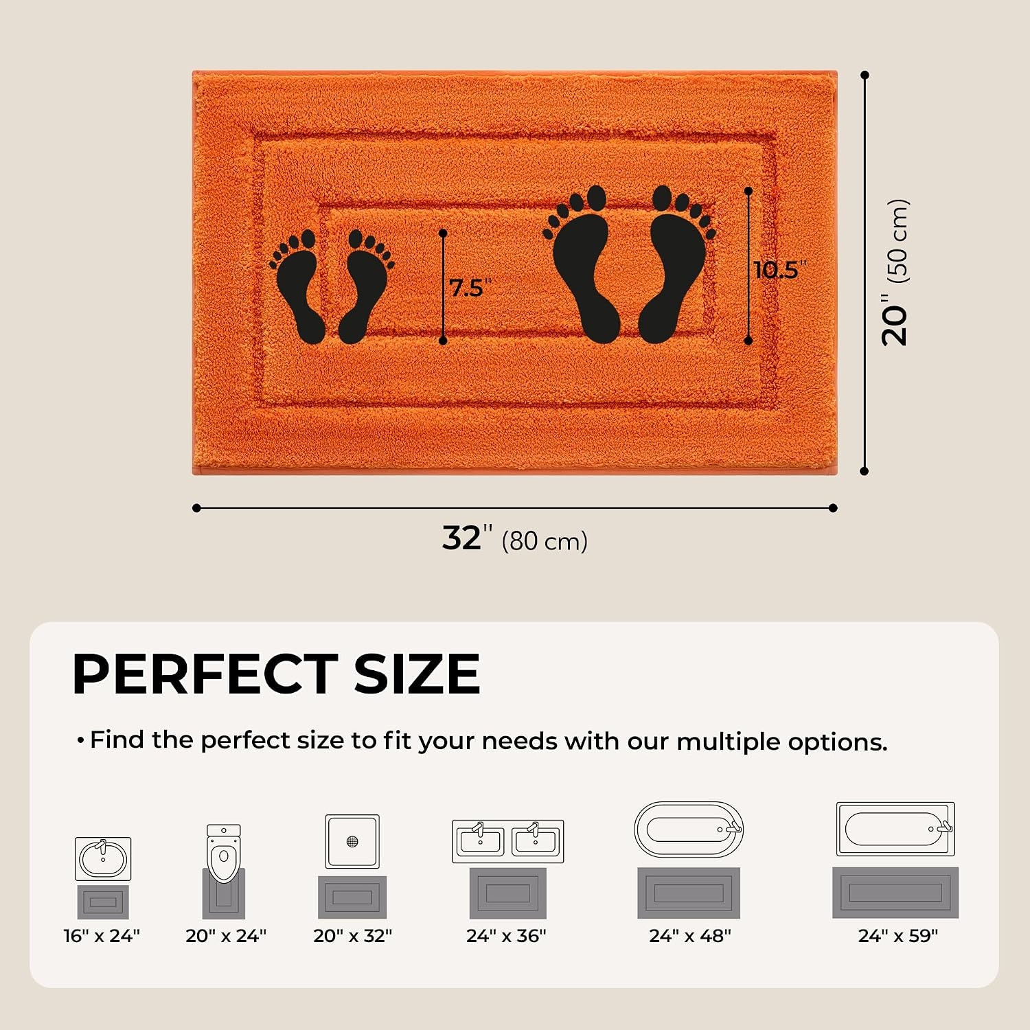 image:imageGRANNY SAYS Gray Bathroom Rugs Bath Mats for Bathroom NonSlip Super Soft and Water Absorbent Microfiber Bath Rugs Machine Wash Dry Bath Rugs for Floor Tub and Shower 16 x 24Orange