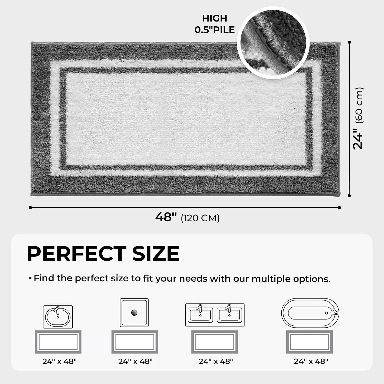 image:imageGRANNY SAYS Gray Bathroom Rugs Bath Mats for Bathroom NonSlip Super Soft and Water Absorbent Microfiber Bath Rugs Machine Wash Dry Bath Rugs for Floor Tub and Shower 16 x 24Ddeep Grey