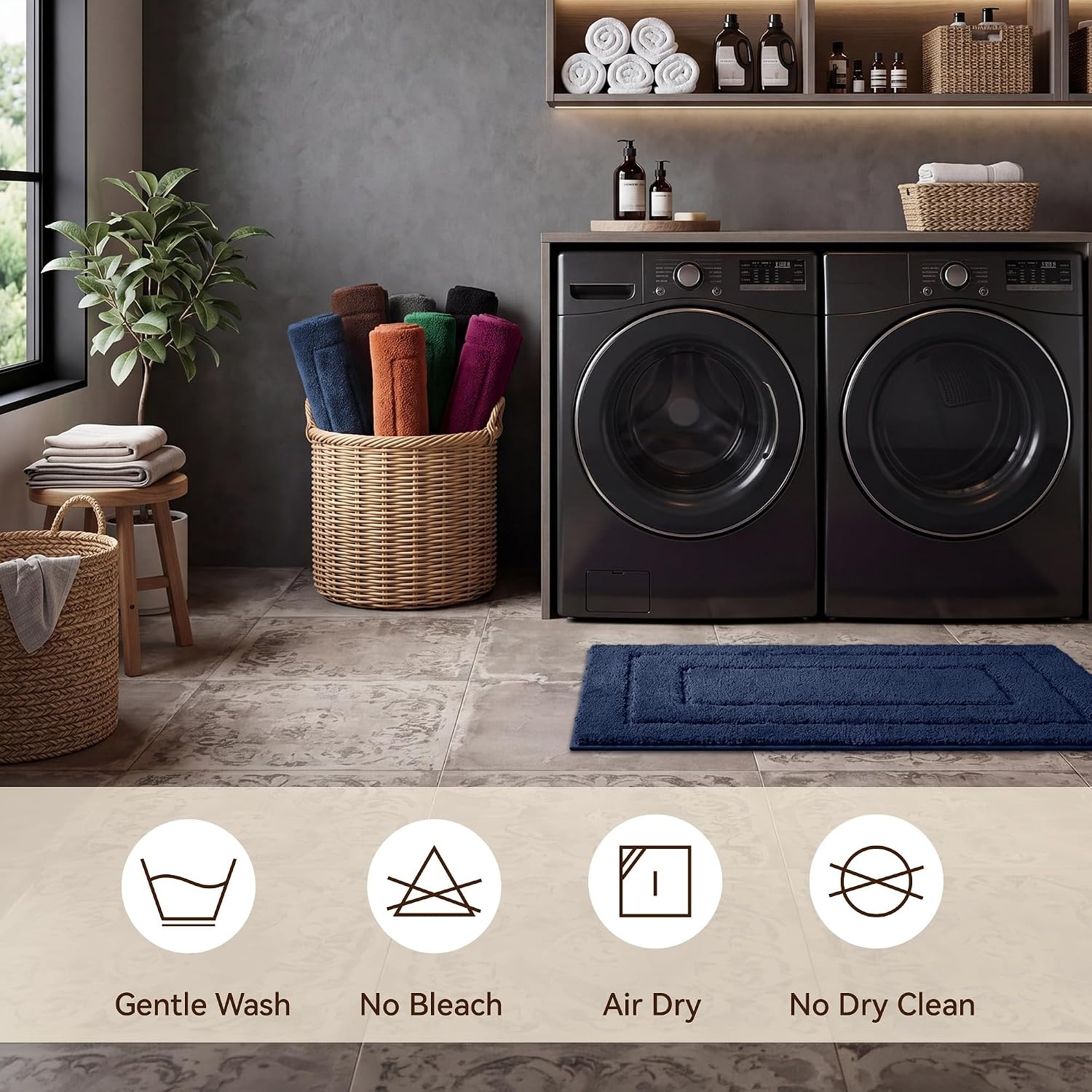 image:imageGRANNY SAYS Gray Bathroom Rugs Bath Mats for Bathroom NonSlip Super Soft and Water Absorbent Microfiber Bath Rugs Machine Wash Dry Bath Rugs for Floor Tub and Shower 16 x 24Deep Blue