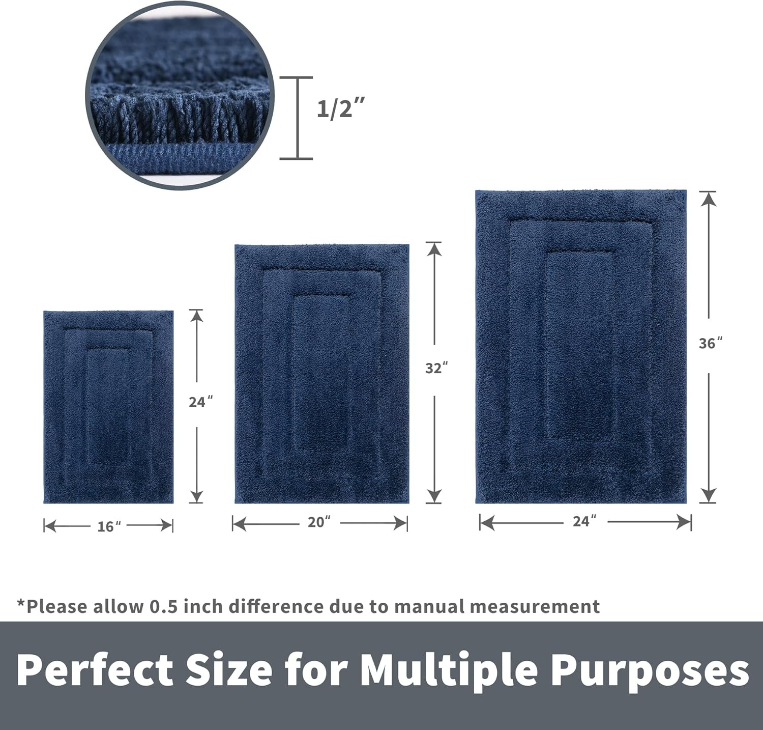 image:imageGRANNY SAYS Gray Bathroom Rugs Bath Mats for Bathroom NonSlip Super Soft and Water Absorbent Microfiber Bath Rugs Machine Wash Dry Bath Rugs for Floor Tub and Shower 16 x 24Deep Blue