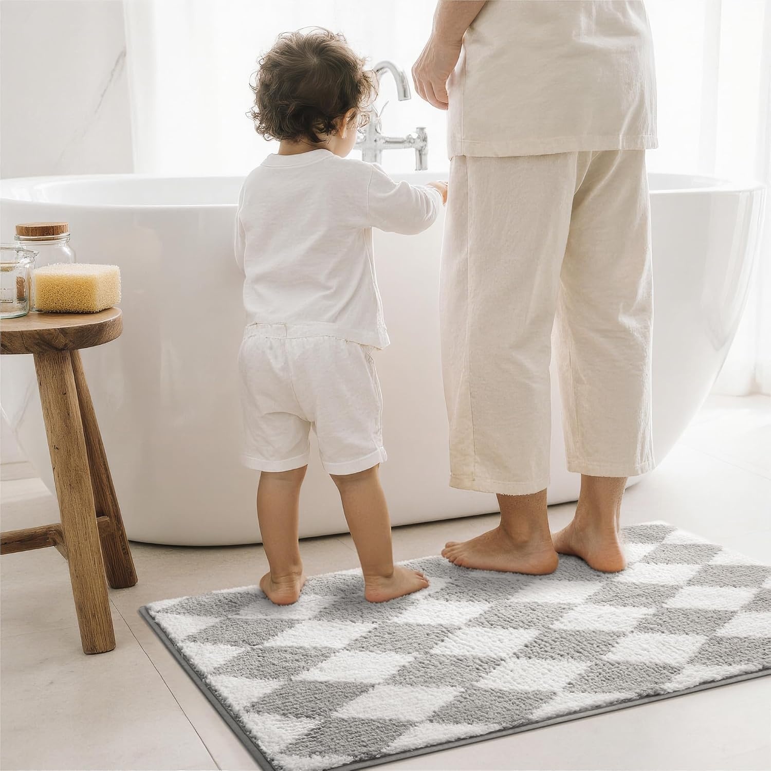 image:imageGRANNY SAYS Gray Bathroom Rugs Bath Mats for Bathroom NonSlip Super Soft and Water Absorbent Microfiber Bath Rugs Machine Wash Dry Bath Rugs for Floor Tub and Shower 16 x 24Clight Grey