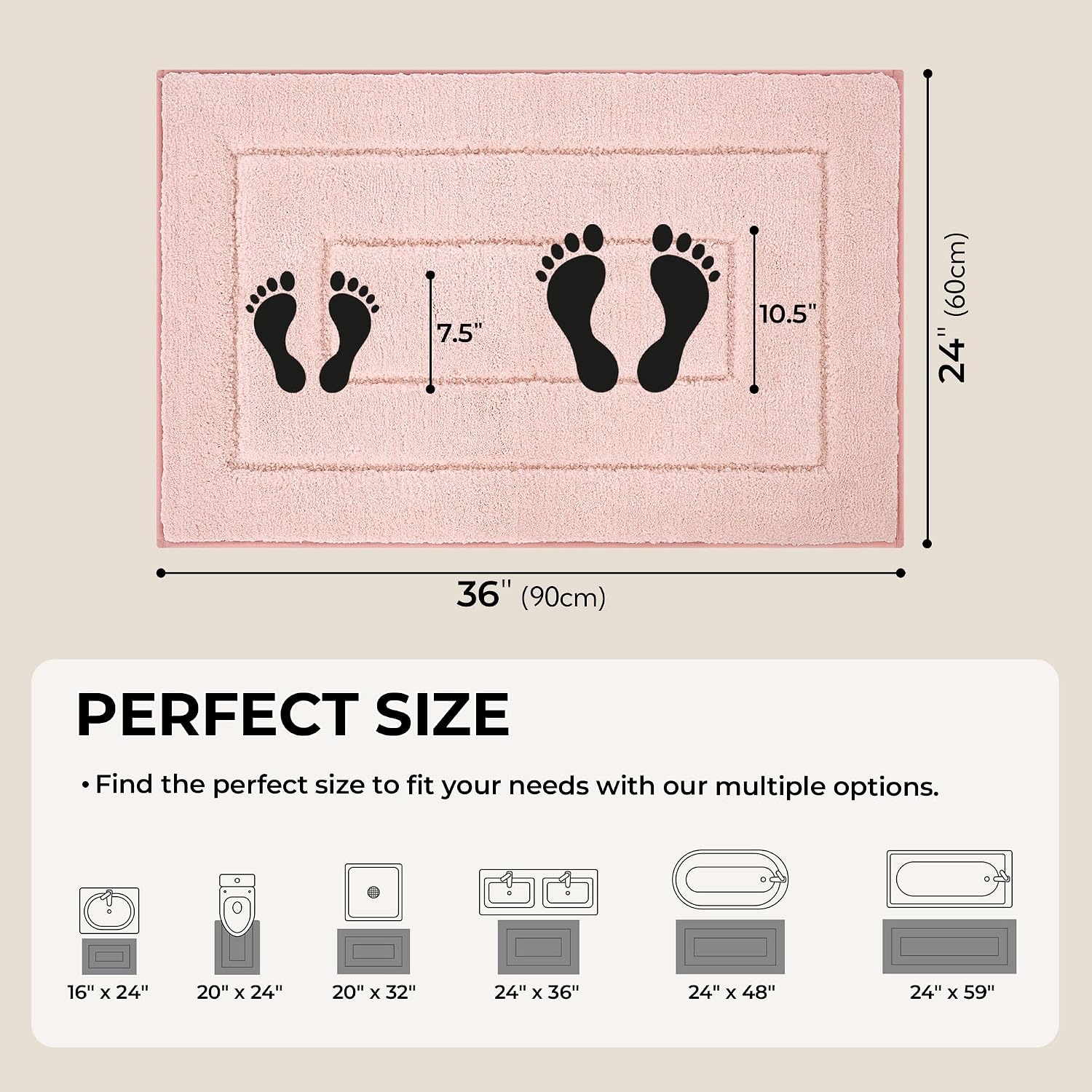 image:imageGRANNY SAYS Gray Bathroom Rugs Bath Mats for Bathroom NonSlip Super Soft and Water Absorbent Microfiber Bath Rugs Machine Wash Dry Bath Rugs for Floor Tub and Shower 16 x 24Pink