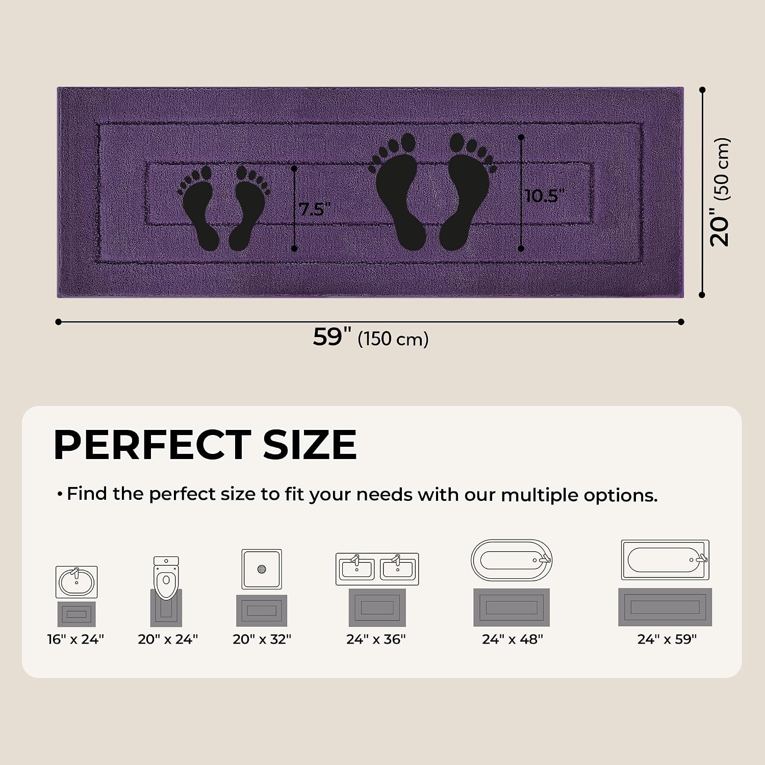 image:imageGRANNY SAYS Gray Bathroom Rugs Bath Mats for Bathroom NonSlip Super Soft and Water Absorbent Microfiber Bath Rugs Machine Wash Dry Bath Rugs for Floor Tub and Shower 16 x 24Purple
