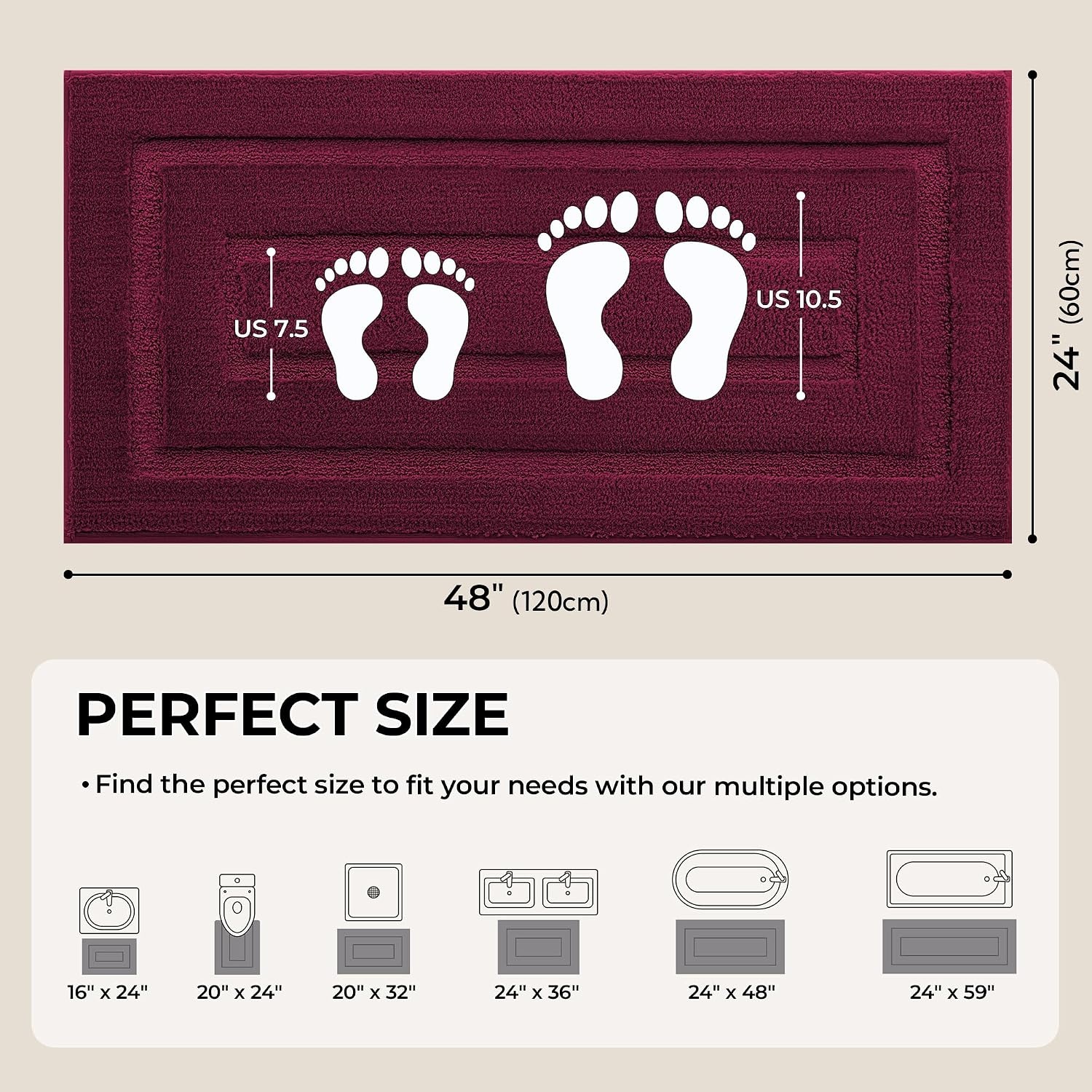 image:imageGRANNY SAYS Gray Bathroom Rugs Bath Mats for Bathroom NonSlip Super Soft and Water Absorbent Microfiber Bath Rugs Machine Wash Dry Bath Rugs for Floor Tub and Shower 16 x 24Strawberry Red