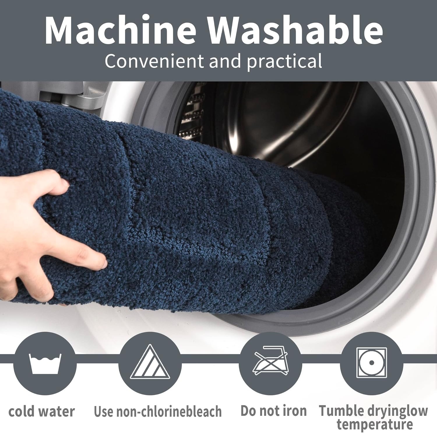 image:imageGRANNY SAYS Gray Bathroom Rugs Bath Mats for Bathroom NonSlip Super Soft and Water Absorbent Microfiber Bath Rugs Machine Wash Dry Bath Rugs for Floor Tub and Shower 16 x 24Deep Blue