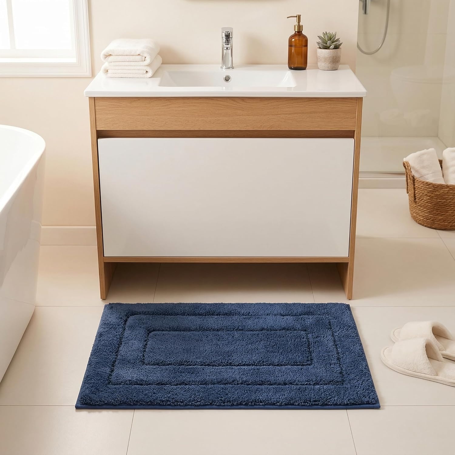 image:imageGRANNY SAYS Gray Bathroom Rugs Bath Mats for Bathroom NonSlip Super Soft and Water Absorbent Microfiber Bath Rugs Machine Wash Dry Bath Rugs for Floor Tub and Shower 16 x 24Deep Blue