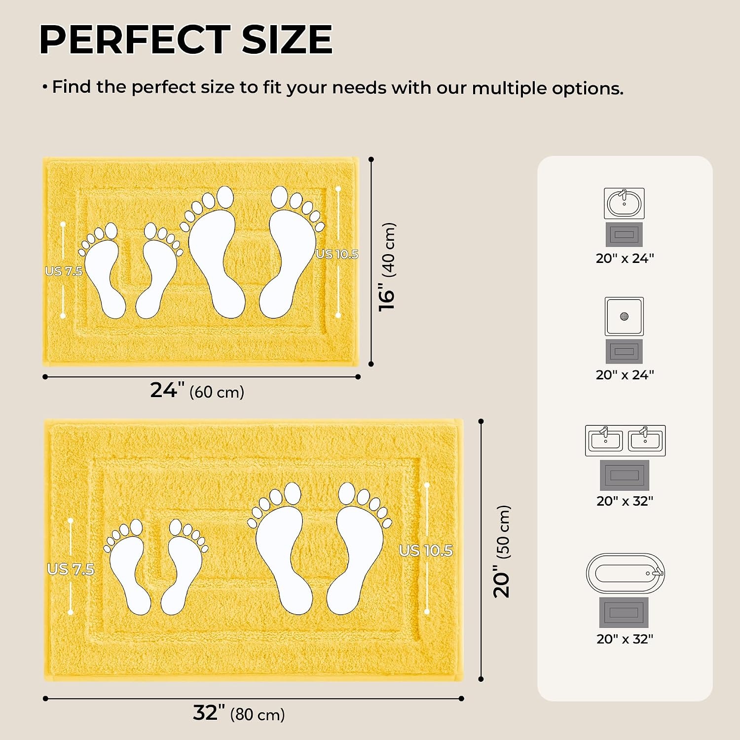 image:imageGRANNY SAYS Gray Bathroom Rugs Bath Mats for Bathroom NonSlip Super Soft and Water Absorbent Microfiber Bath Rugs Machine Wash Dry Bath Rugs for Floor Tub and Shower 16 x 24Yellow