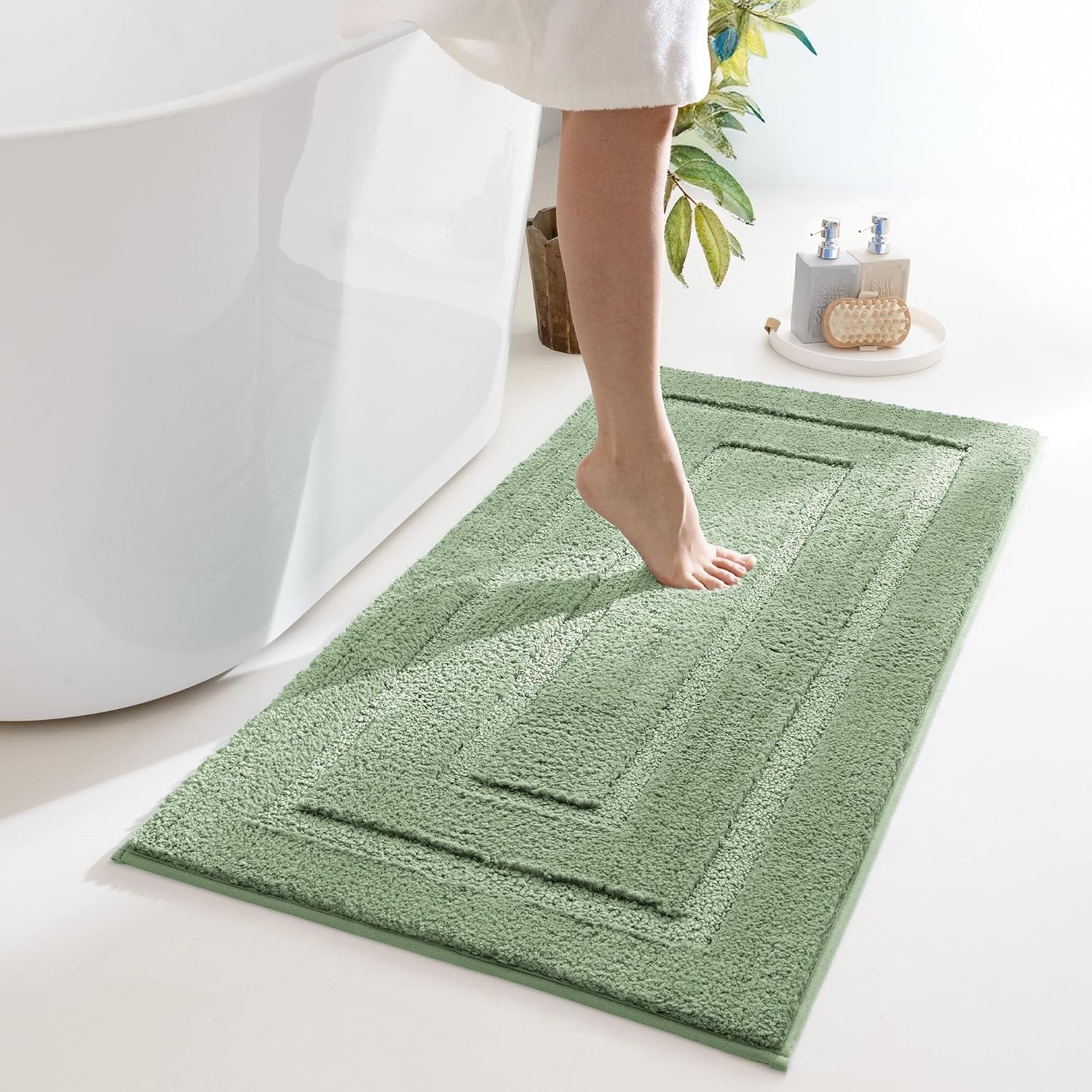 image:imageGRANNY SAYS Gray Bathroom Rugs Bath Mats for Bathroom NonSlip Super Soft and Water Absorbent Microfiber Bath Rugs Machine Wash Dry Bath Rugs for Floor Tub and Shower 16 x 24Green