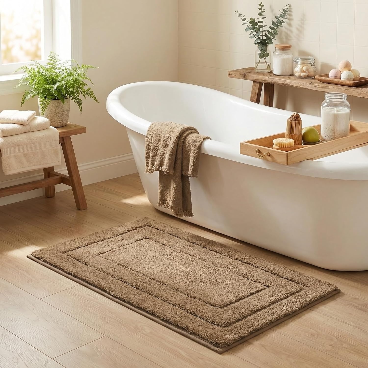 image:imageGRANNY SAYS Gray Bathroom Rugs Bath Mats for Bathroom NonSlip Super Soft and Water Absorbent Microfiber Bath Rugs Machine Wash Dry Bath Rugs for Floor Tub and Shower 16 x 24Champagne