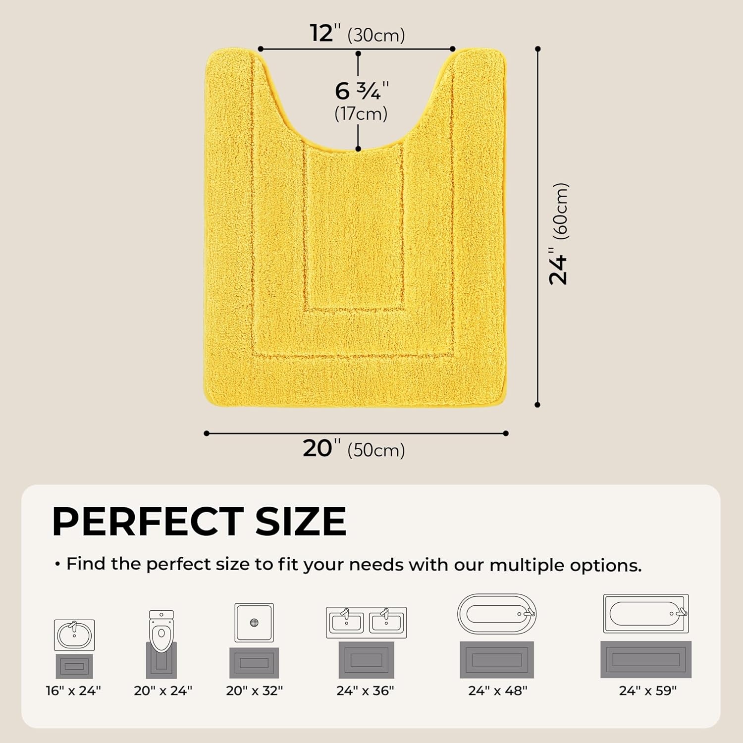 image:imageGRANNY SAYS Gray Bathroom Rugs Bath Mats for Bathroom NonSlip Super Soft and Water Absorbent Microfiber Bath Rugs Machine Wash Dry Bath Rugs for Floor Tub and Shower 16 x 24Yellow