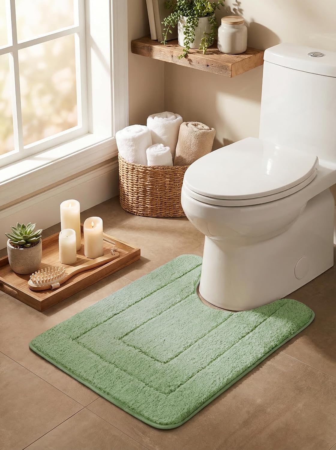 image:imageGRANNY SAYS Gray Bathroom Rugs Bath Mats for Bathroom NonSlip Super Soft and Water Absorbent Microfiber Bath Rugs Machine Wash Dry Bath Rugs for Floor Tub and Shower 16 x 24Green