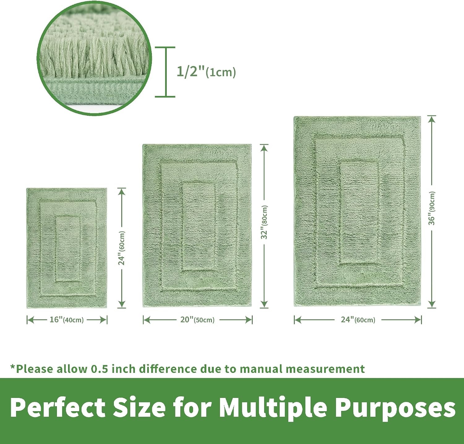 image:imageGRANNY SAYS Gray Bathroom Rugs Bath Mats for Bathroom NonSlip Super Soft and Water Absorbent Microfiber Bath Rugs Machine Wash Dry Bath Rugs for Floor Tub and Shower 16 x 24Green