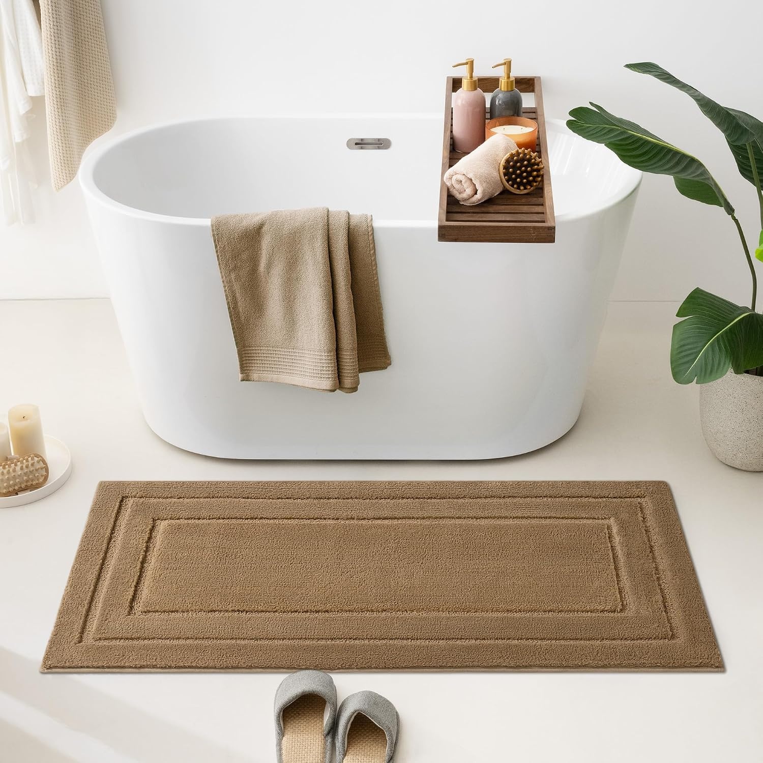 image:imageGRANNY SAYS Gray Bathroom Rugs Bath Mats for Bathroom NonSlip Super Soft and Water Absorbent Microfiber Bath Rugs Machine Wash Dry Bath Rugs for Floor Tub and Shower 16 x 24Champagne