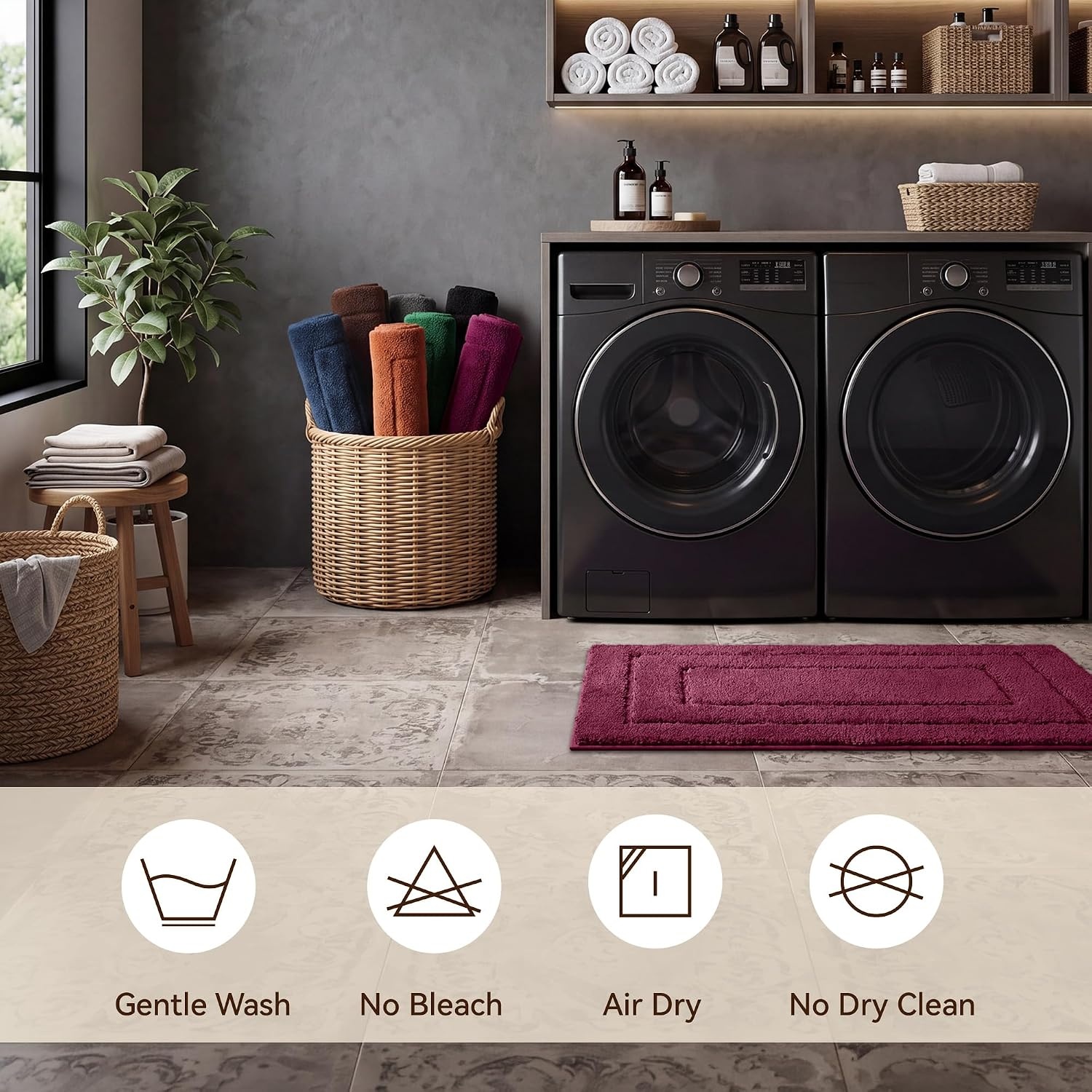 image:imageGRANNY SAYS Gray Bathroom Rugs Bath Mats for Bathroom NonSlip Super Soft and Water Absorbent Microfiber Bath Rugs Machine Wash Dry Bath Rugs for Floor Tub and Shower 16 x 24Strawberry Red