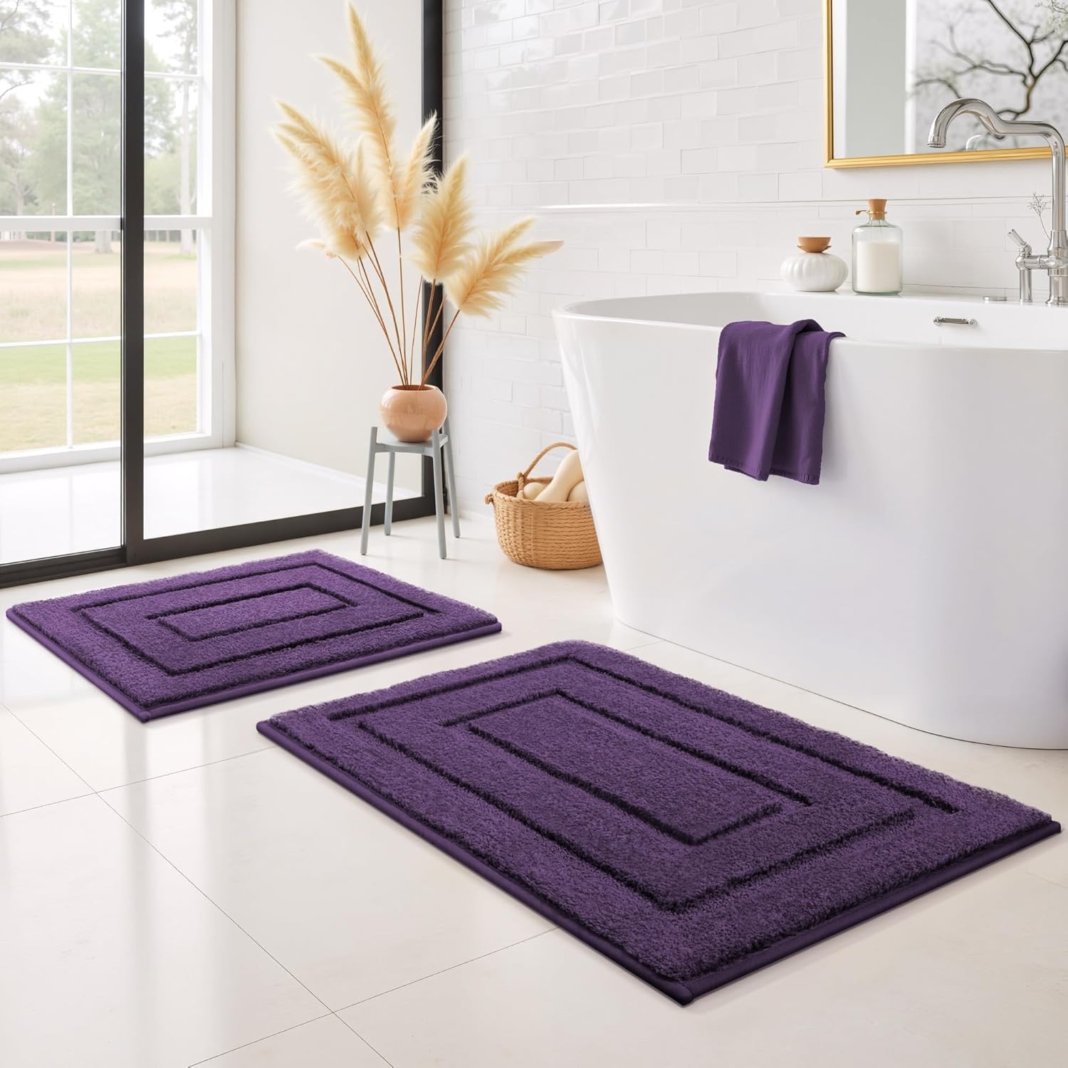 image:imageGRANNY SAYS Gray Bathroom Rugs Bath Mats for Bathroom NonSlip Super Soft and Water Absorbent Microfiber Bath Rugs Machine Wash Dry Bath Rugs for Floor Tub and Shower 16 x 24Purple