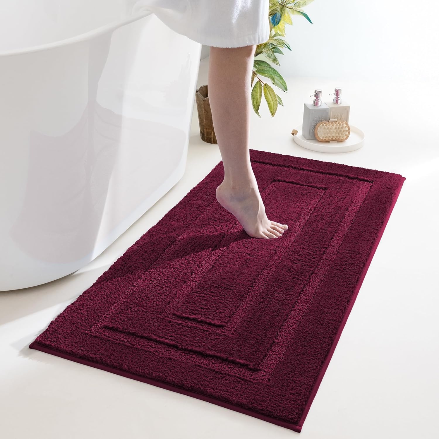 image:imageGRANNY SAYS Gray Bathroom Rugs Bath Mats for Bathroom NonSlip Super Soft and Water Absorbent Microfiber Bath Rugs Machine Wash Dry Bath Rugs for Floor Tub and Shower 16 x 24Strawberry Red