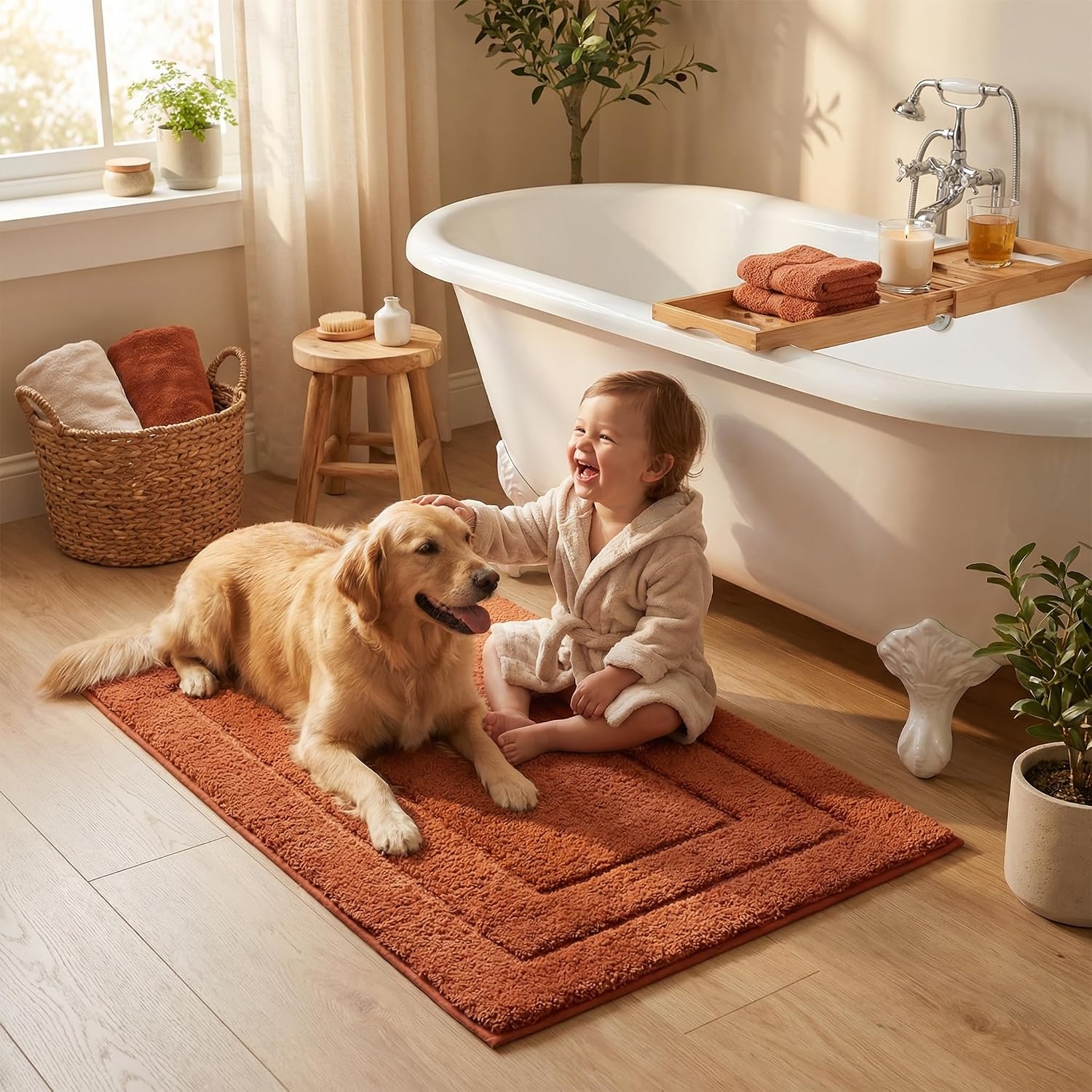 image:imageGRANNY SAYS Gray Bathroom Rugs Bath Mats for Bathroom NonSlip Super Soft and Water Absorbent Microfiber Bath Rugs Machine Wash Dry Bath Rugs for Floor Tub and Shower 16 x 24Terracotta