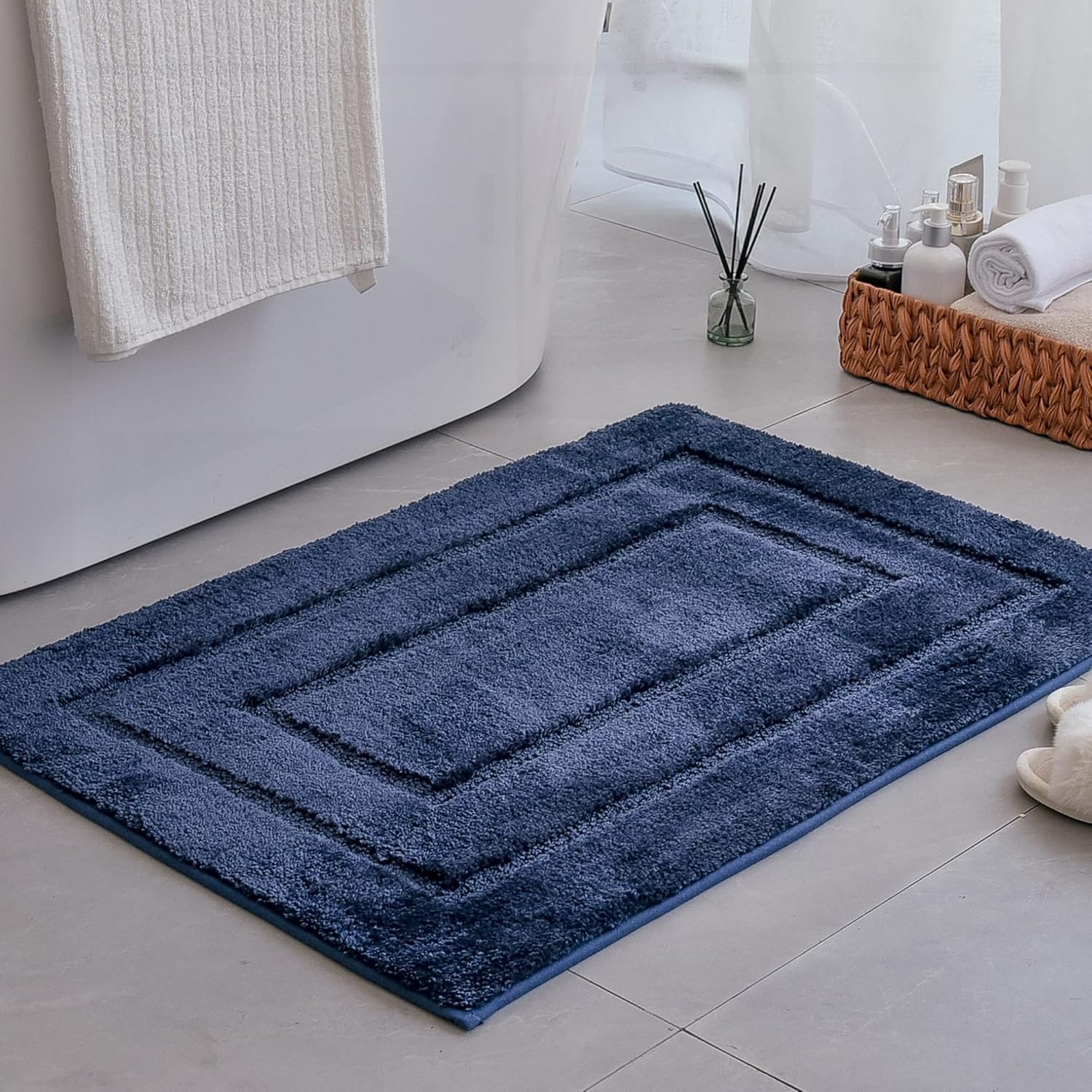 image:imageGRANNY SAYS Gray Bathroom Rugs Bath Mats for Bathroom NonSlip Super Soft and Water Absorbent Microfiber Bath Rugs Machine Wash Dry Bath Rugs for Floor Tub and Shower 16 x 24Deep Blue