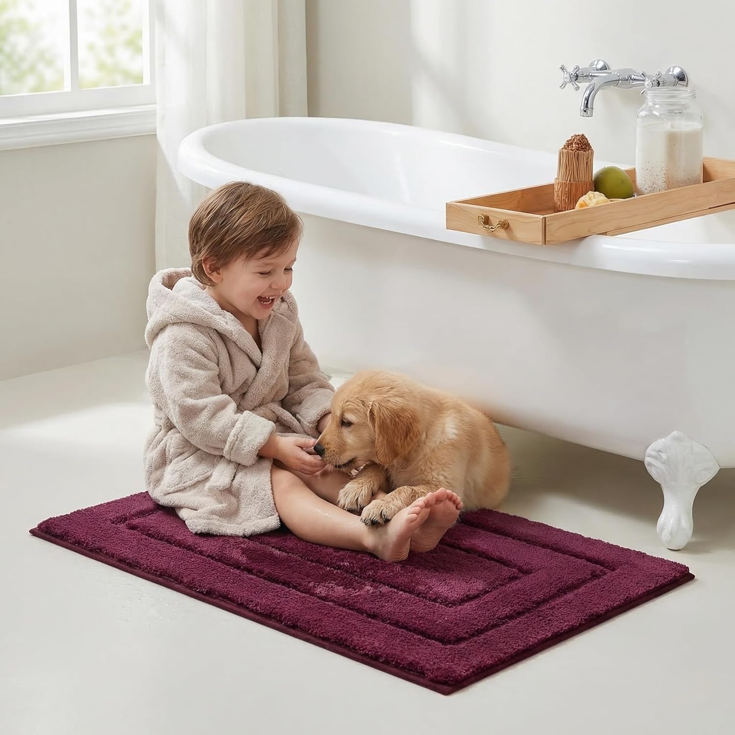 image:imageGRANNY SAYS Gray Bathroom Rugs Bath Mats for Bathroom NonSlip Super Soft and Water Absorbent Microfiber Bath Rugs Machine Wash Dry Bath Rugs for Floor Tub and Shower 16 x 24Strawberry Red