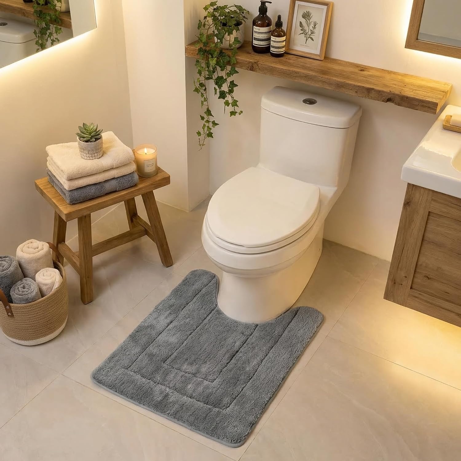 image:imageGRANNY SAYS Gray Bathroom Rugs Bath Mats for Bathroom NonSlip Super Soft and Water Absorbent Microfiber Bath Rugs Machine Wash Dry Bath Rugs for Floor Tub and Shower 16 x 24Deep Gray