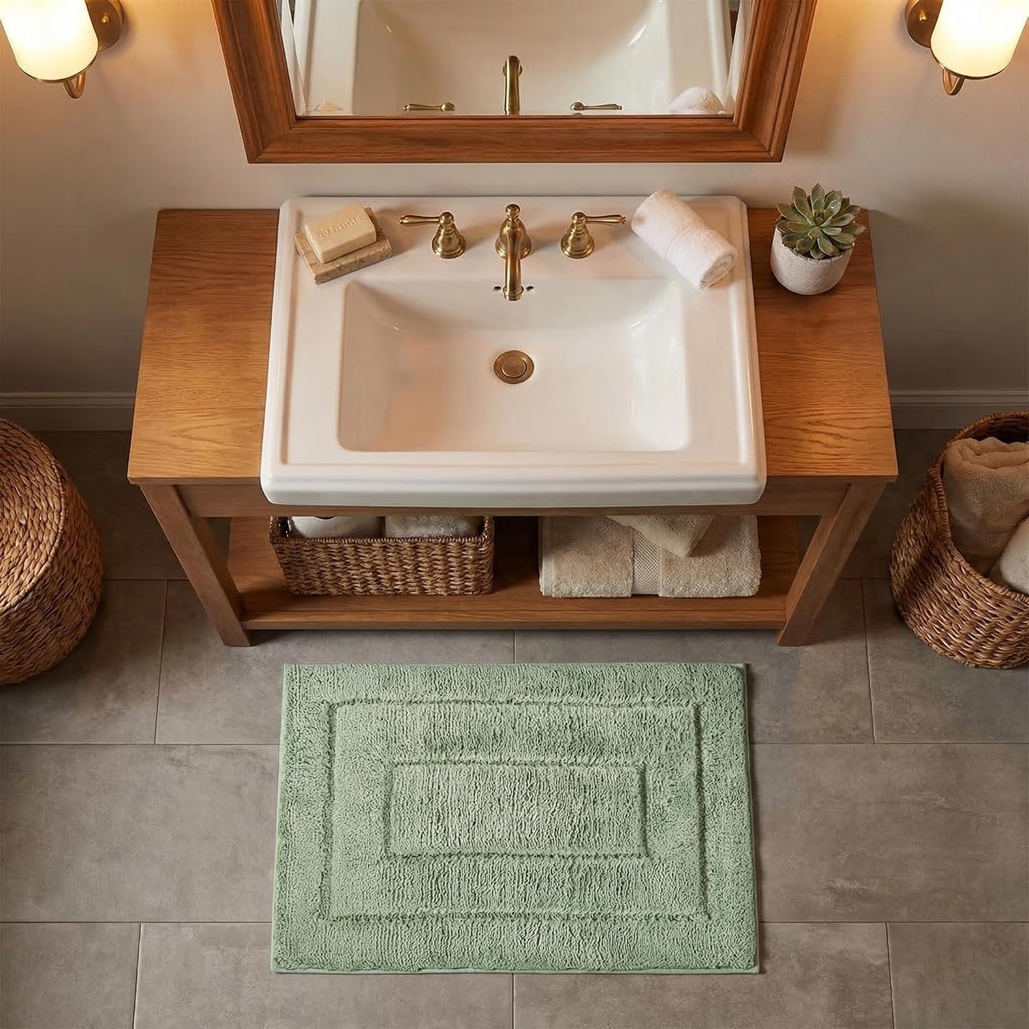 image:imageGRANNY SAYS Gray Bathroom Rugs Bath Mats for Bathroom NonSlip Super Soft and Water Absorbent Microfiber Bath Rugs Machine Wash Dry Bath Rugs for Floor Tub and Shower 16 x 24Green
