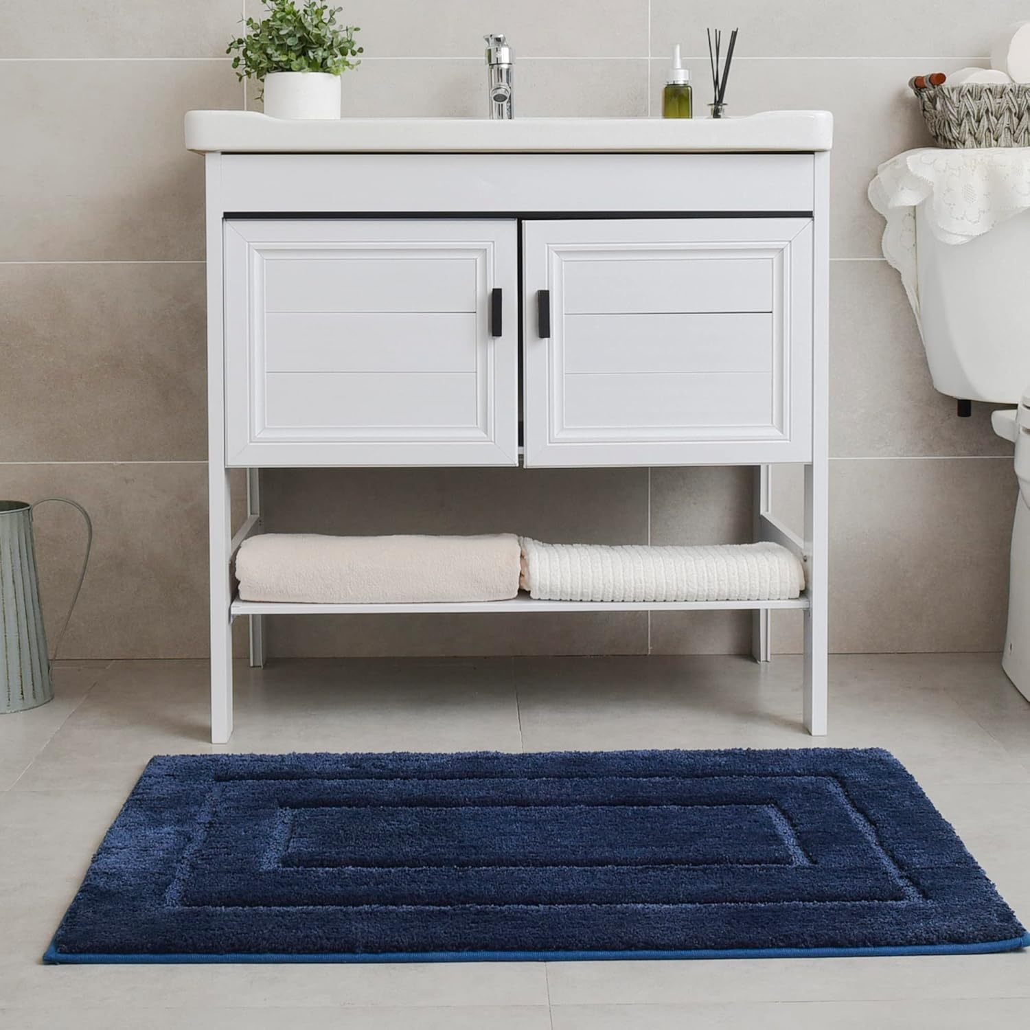 image:imageGRANNY SAYS Gray Bathroom Rugs Bath Mats for Bathroom NonSlip Super Soft and Water Absorbent Microfiber Bath Rugs Machine Wash Dry Bath Rugs for Floor Tub and Shower 16 x 24Deep Blue