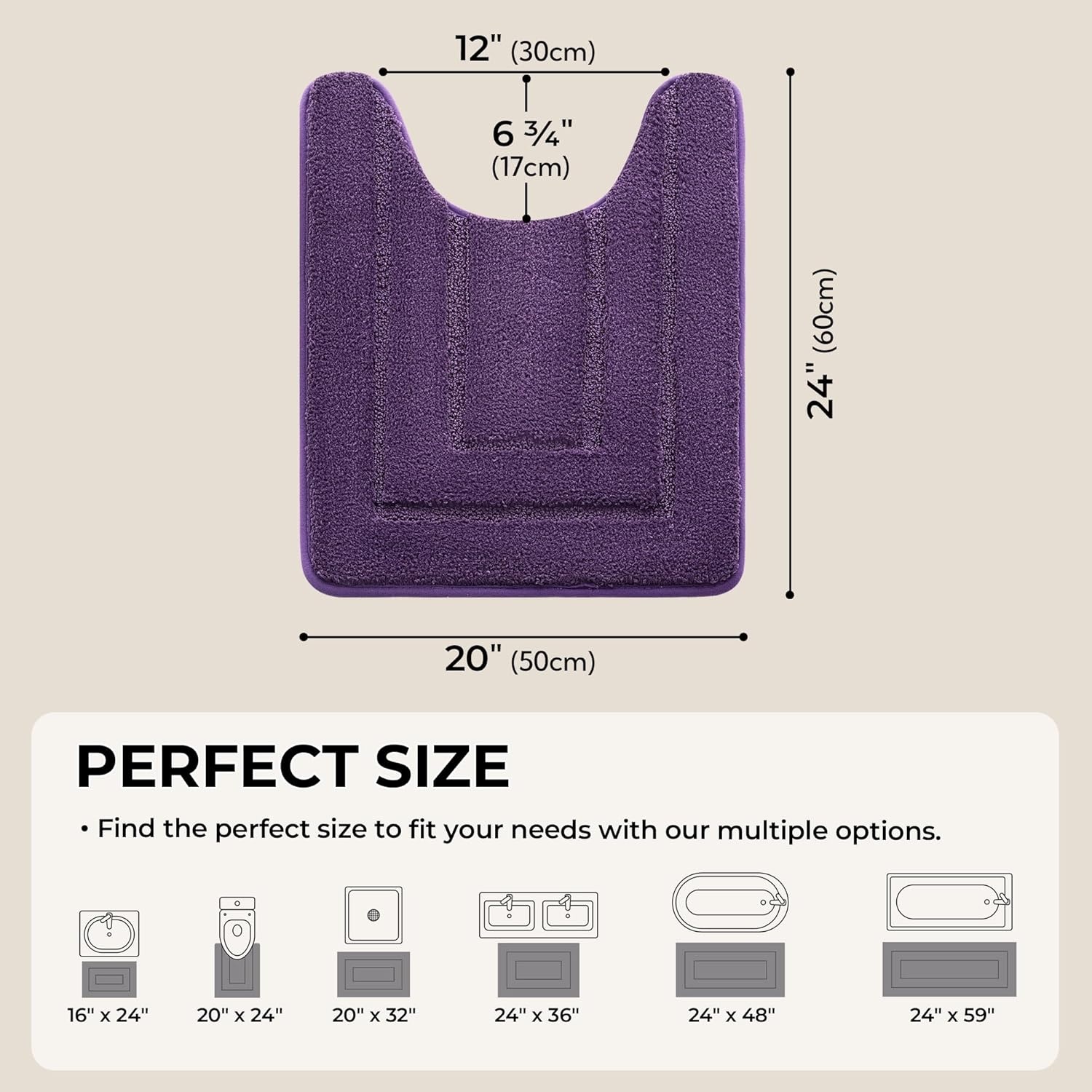 image:imageGRANNY SAYS Gray Bathroom Rugs Bath Mats for Bathroom NonSlip Super Soft and Water Absorbent Microfiber Bath Rugs Machine Wash Dry Bath Rugs for Floor Tub and Shower 16 x 24Purple