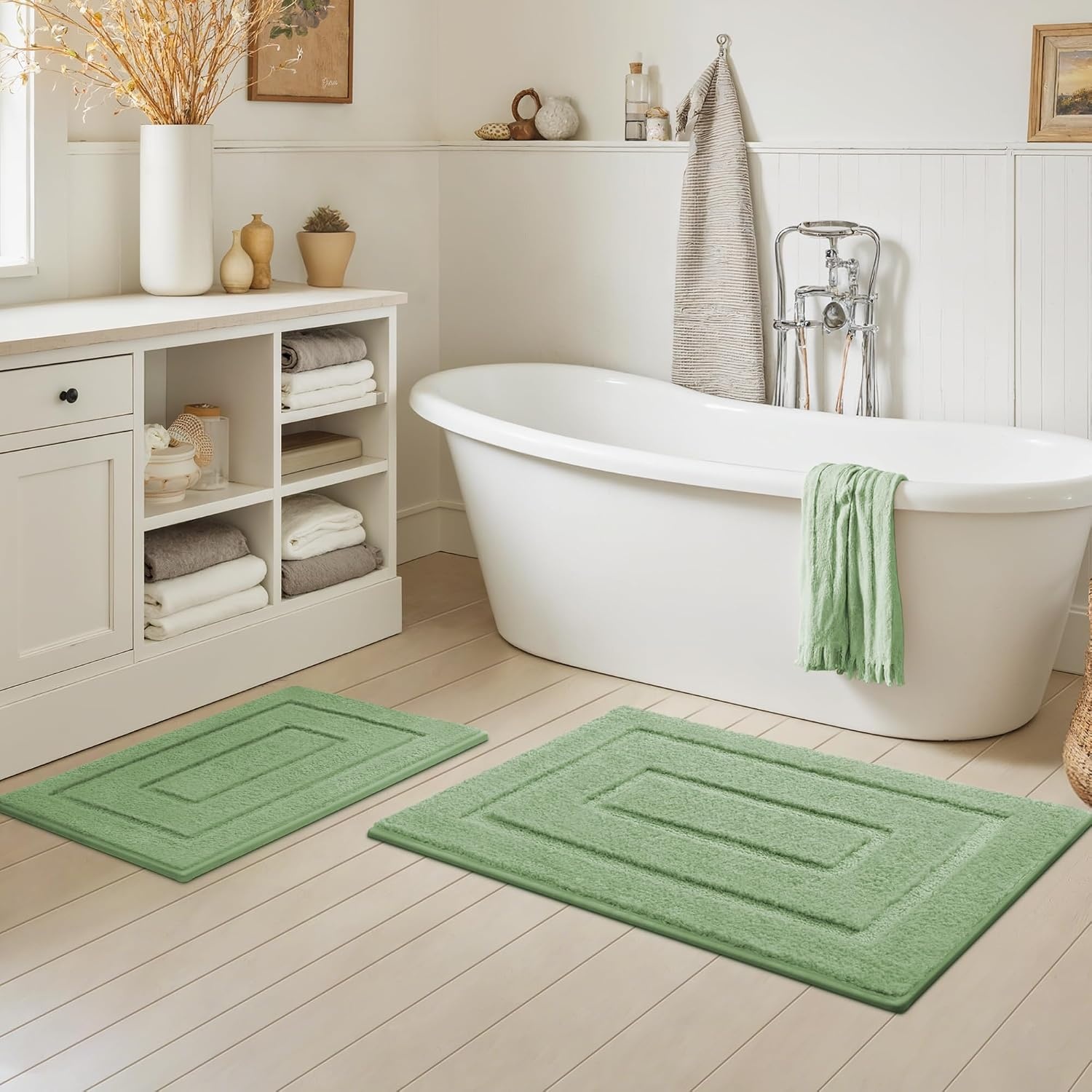image:imageGRANNY SAYS Gray Bathroom Rugs Bath Mats for Bathroom NonSlip Super Soft and Water Absorbent Microfiber Bath Rugs Machine Wash Dry Bath Rugs for Floor Tub and Shower 16 x 24Green
