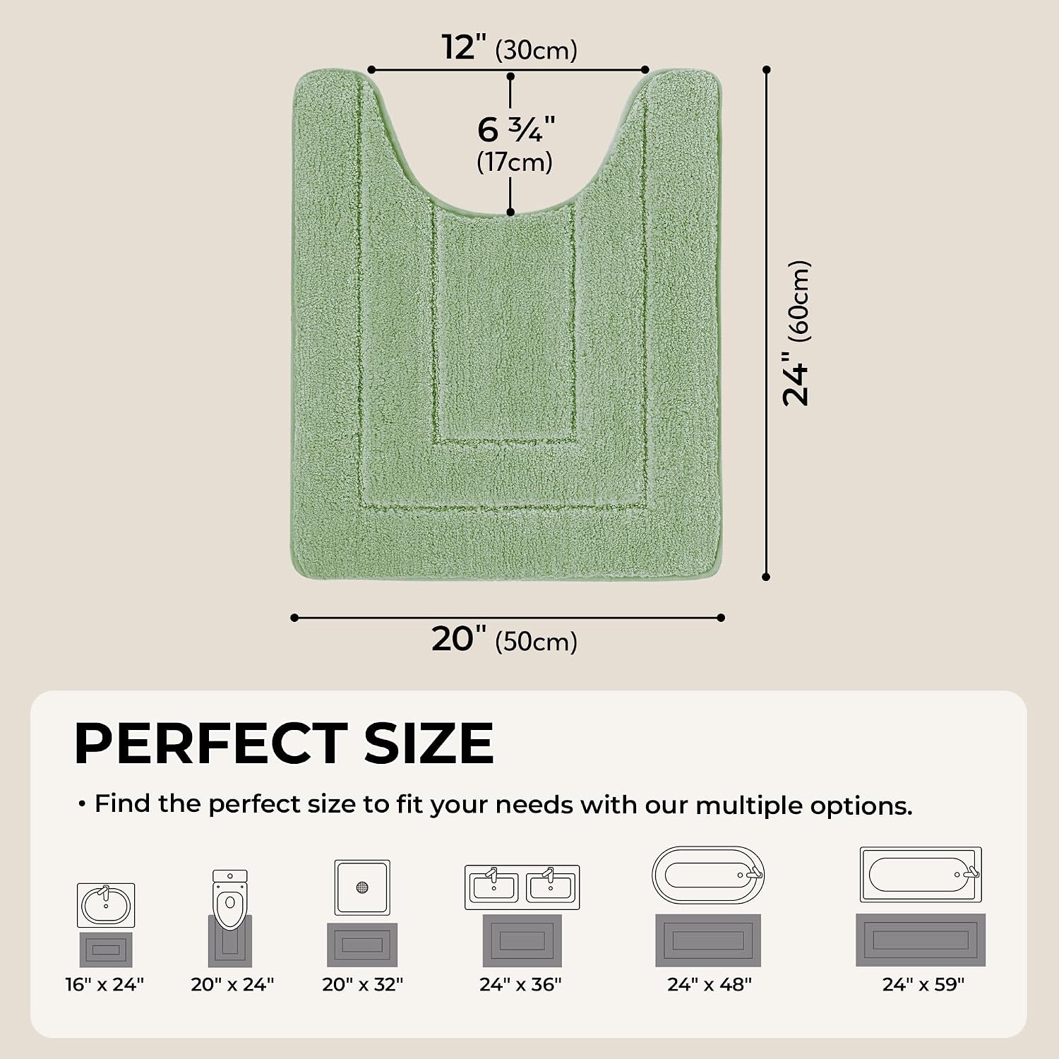 image:imageGRANNY SAYS Gray Bathroom Rugs Bath Mats for Bathroom NonSlip Super Soft and Water Absorbent Microfiber Bath Rugs Machine Wash Dry Bath Rugs for Floor Tub and Shower 16 x 24Green