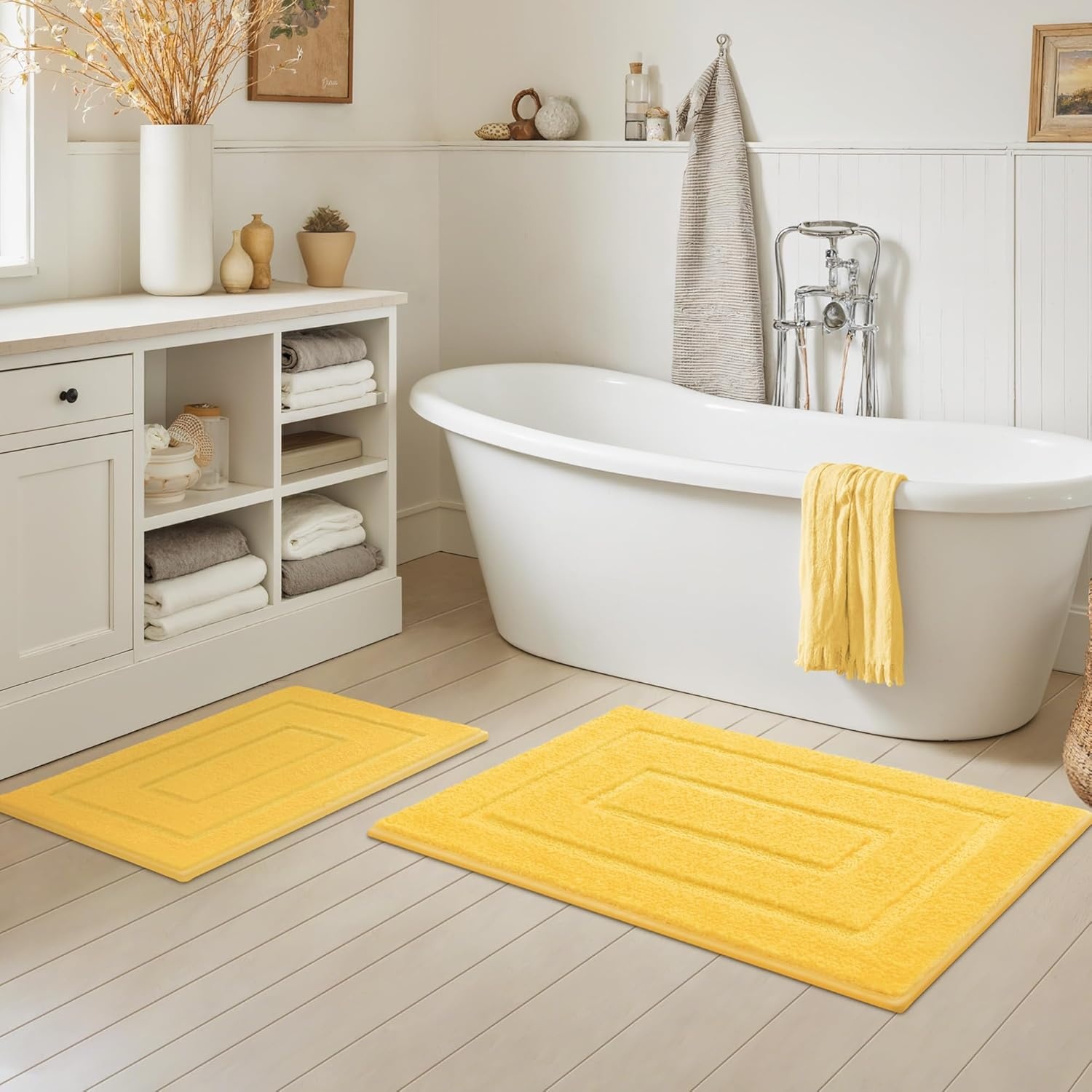 image:imageGRANNY SAYS Gray Bathroom Rugs Bath Mats for Bathroom NonSlip Super Soft and Water Absorbent Microfiber Bath Rugs Machine Wash Dry Bath Rugs for Floor Tub and Shower 16 x 24Yellow