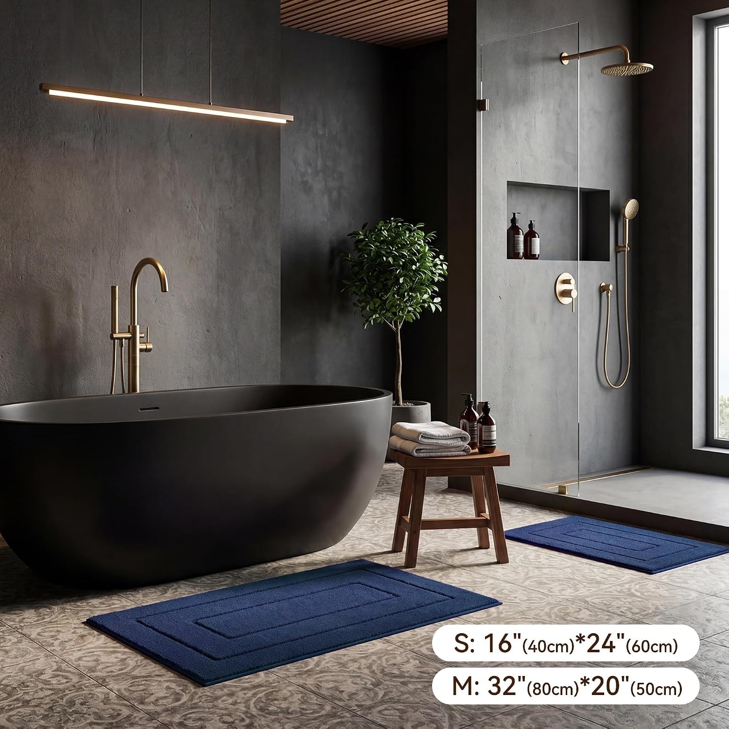 image:imageGRANNY SAYS Gray Bathroom Rugs Bath Mats for Bathroom NonSlip Super Soft and Water Absorbent Microfiber Bath Rugs Machine Wash Dry Bath Rugs for Floor Tub and Shower 16 x 24Deep Blue