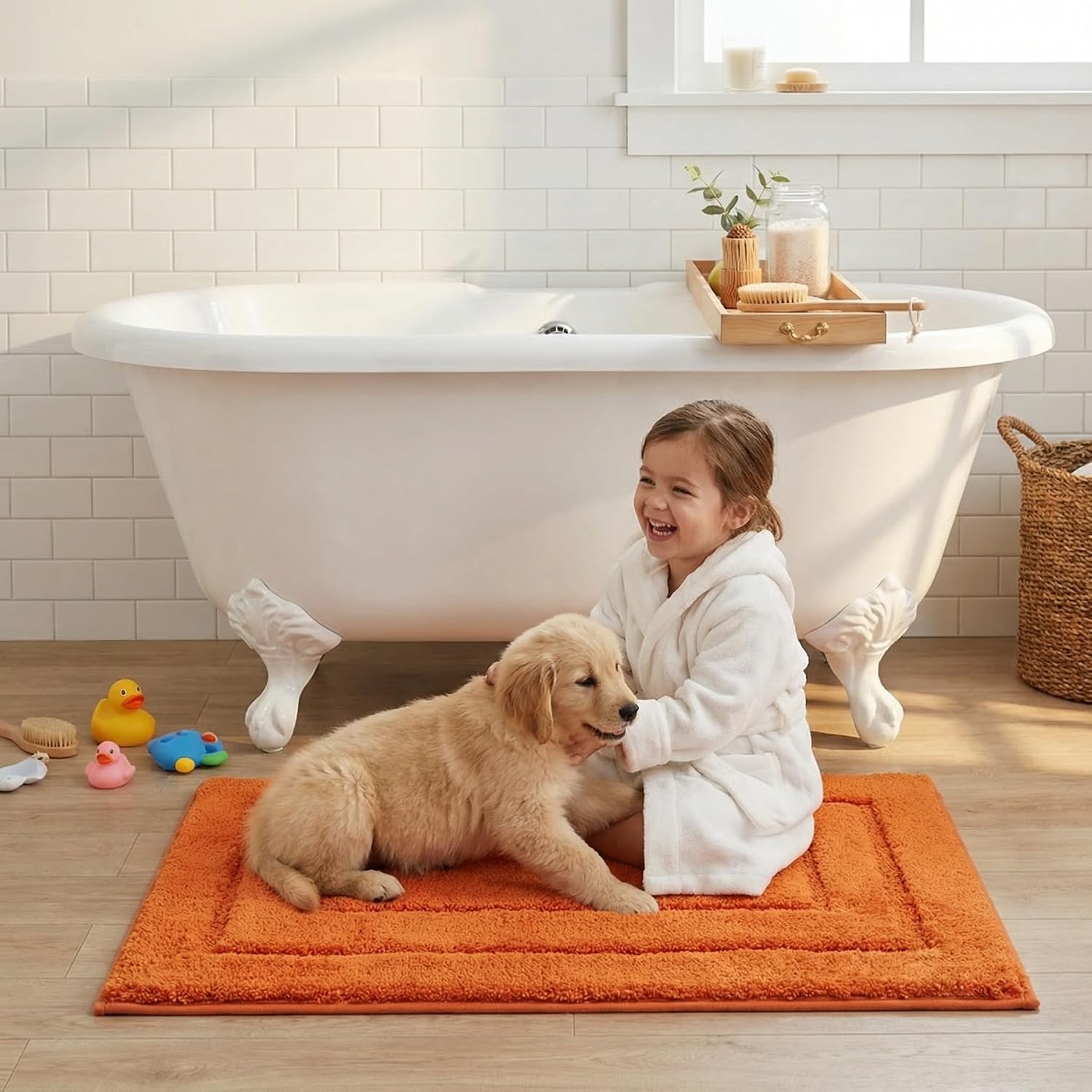 image:imageGRANNY SAYS Gray Bathroom Rugs Bath Mats for Bathroom NonSlip Super Soft and Water Absorbent Microfiber Bath Rugs Machine Wash Dry Bath Rugs for Floor Tub and Shower 16 x 24Orange