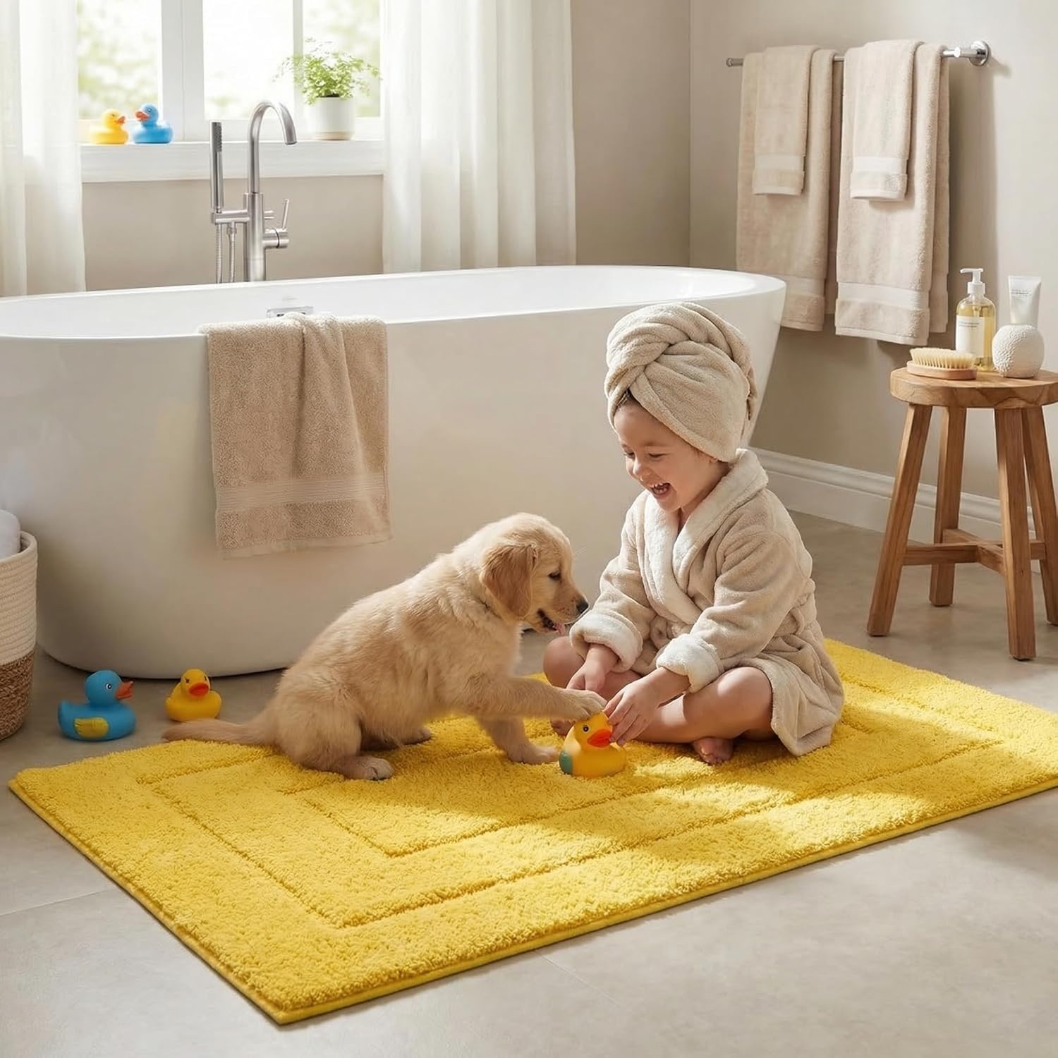 image:imageGRANNY SAYS Gray Bathroom Rugs Bath Mats for Bathroom NonSlip Super Soft and Water Absorbent Microfiber Bath Rugs Machine Wash Dry Bath Rugs for Floor Tub and Shower 16 x 24Yellow
