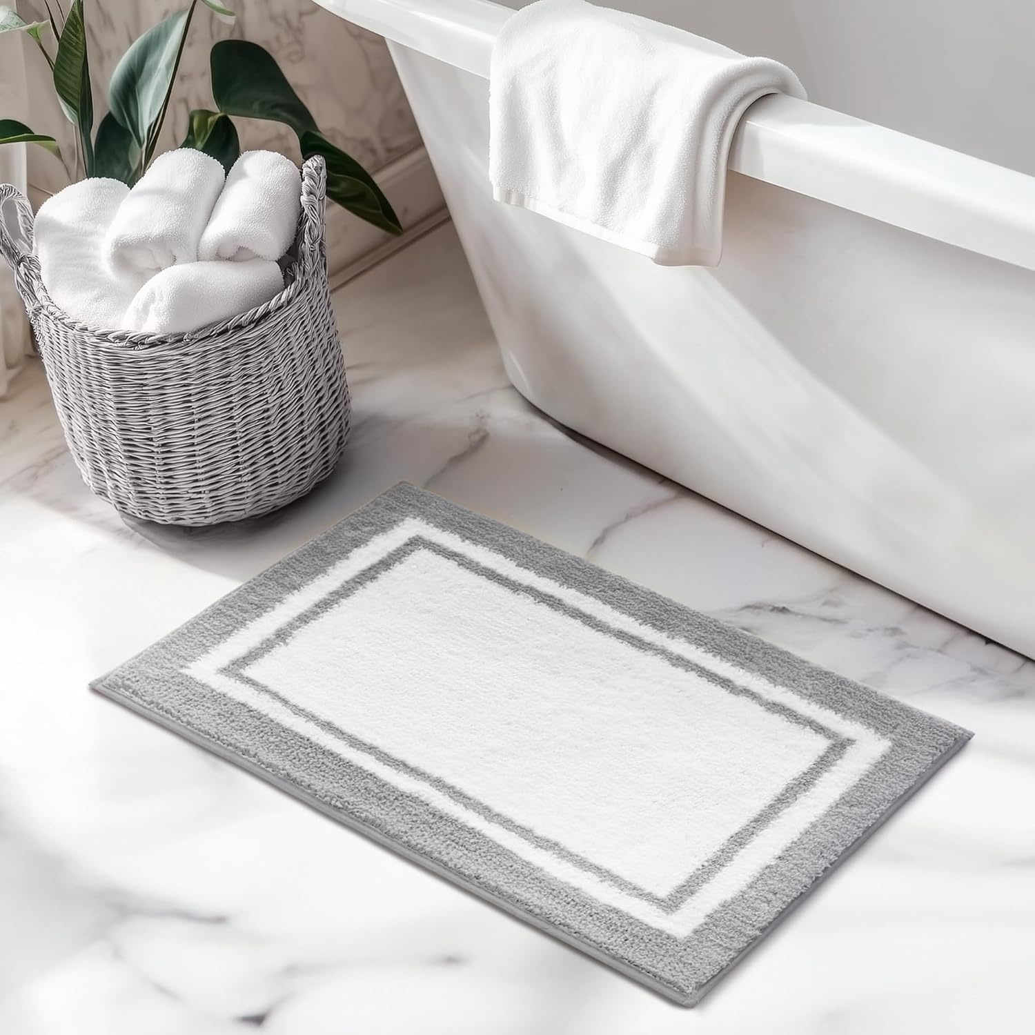 image:imageGRANNY SAYS Gray Bathroom Rugs Bath Mats for Bathroom NonSlip Super Soft and Water Absorbent Microfiber Bath Rugs Machine Wash Dry Bath Rugs for Floor Tub and Shower 16 x 24Dgrey