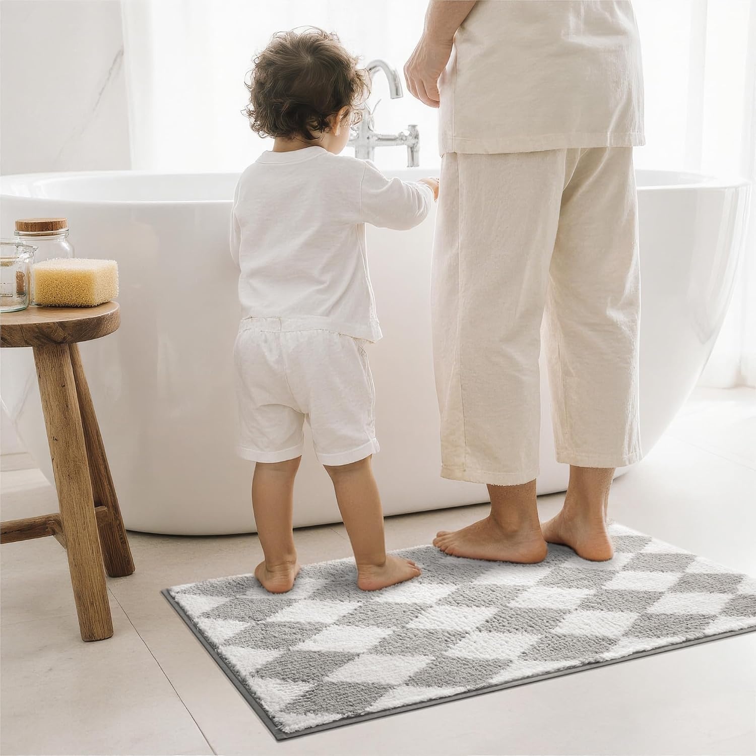 image:imageGRANNY SAYS Gray Bathroom Rugs Bath Mats for Bathroom NonSlip Super Soft and Water Absorbent Microfiber Bath Rugs Machine Wash Dry Bath Rugs for Floor Tub and Shower 16 x 24Clight Grey