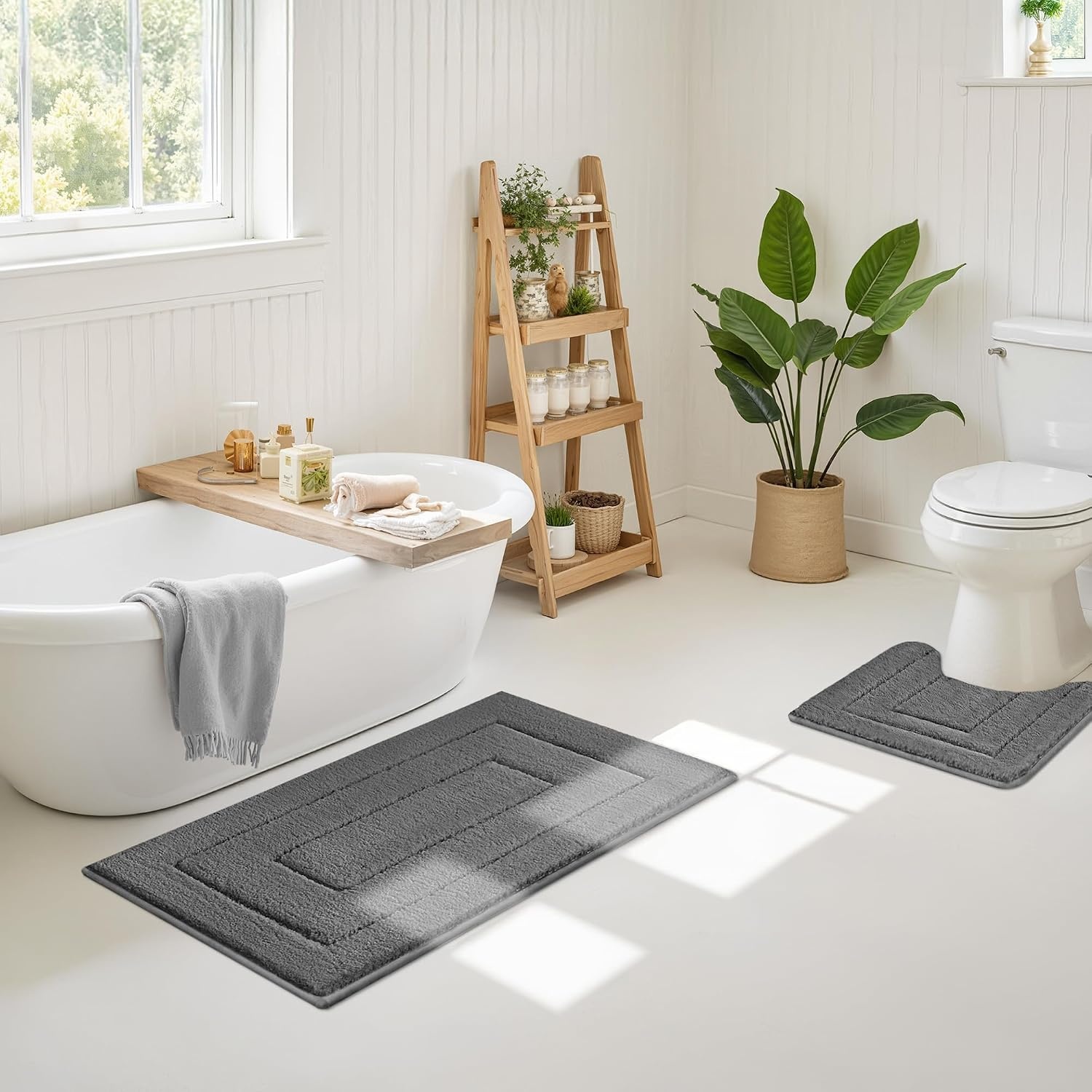 image:imageGRANNY SAYS Gray Bathroom Rugs Bath Mats for Bathroom NonSlip Super Soft and Water Absorbent Microfiber Bath Rugs Machine Wash Dry Bath Rugs for Floor Tub and Shower 16 x 24Deep Gray