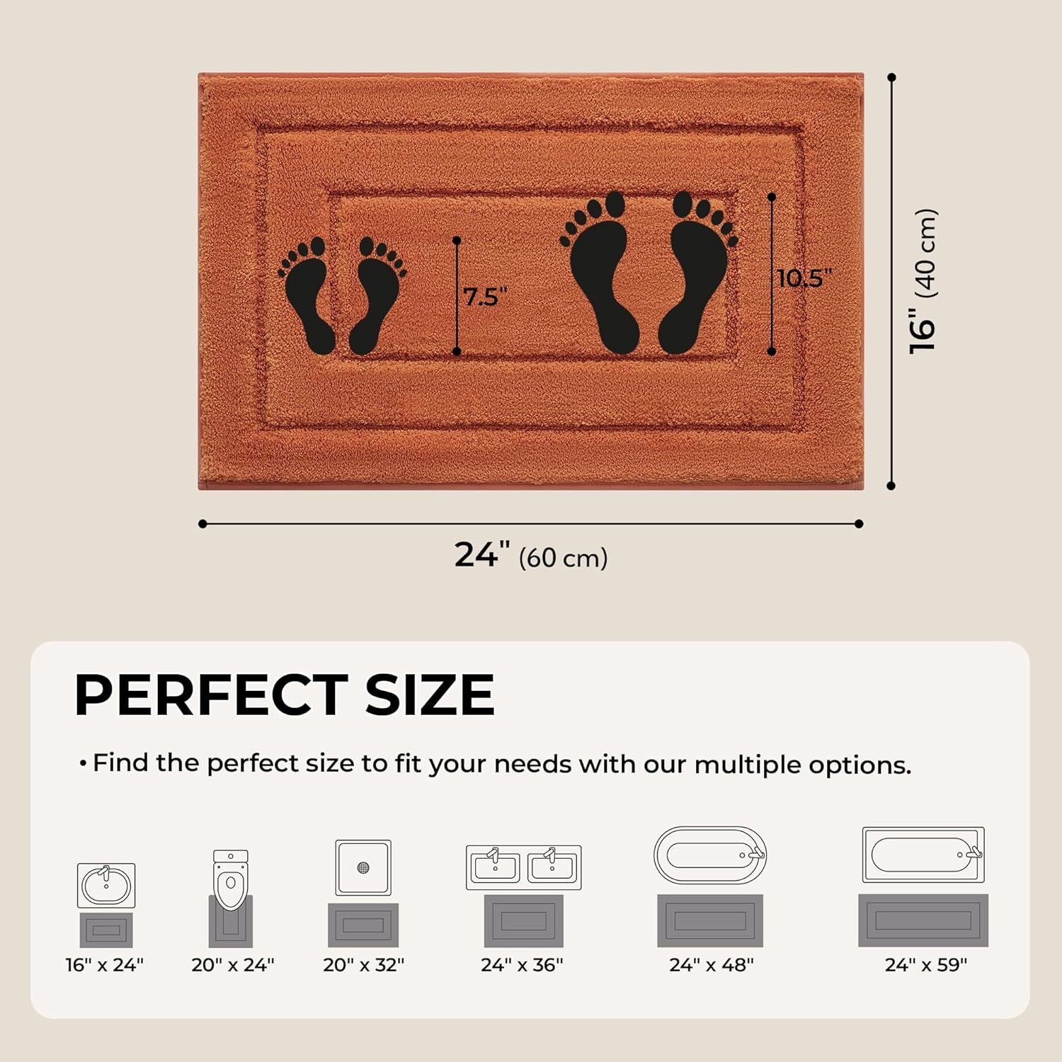 image:imageGRANNY SAYS Gray Bathroom Rugs Bath Mats for Bathroom NonSlip Super Soft and Water Absorbent Microfiber Bath Rugs Machine Wash Dry Bath Rugs for Floor Tub and Shower 16 x 24Terracotta