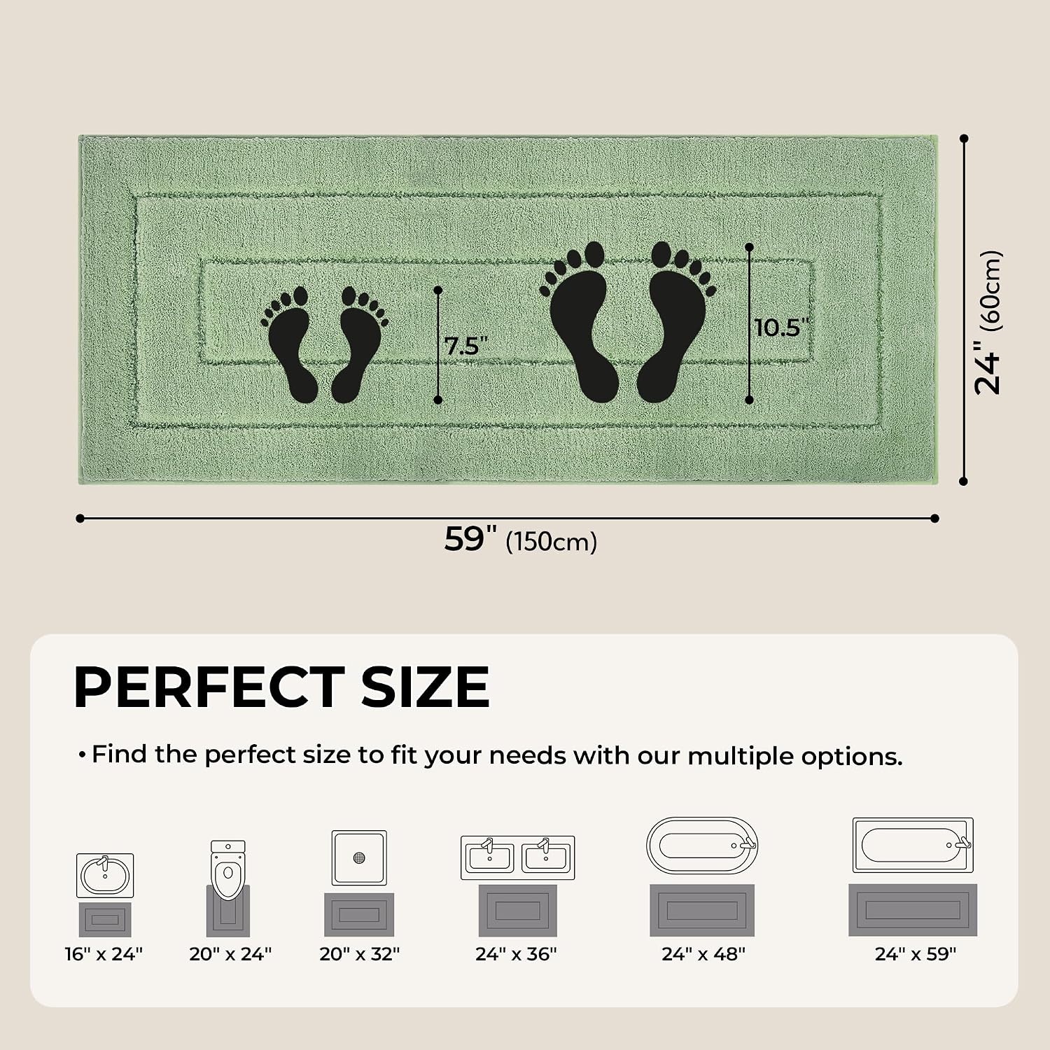 image:imageGRANNY SAYS Gray Bathroom Rugs Bath Mats for Bathroom NonSlip Super Soft and Water Absorbent Microfiber Bath Rugs Machine Wash Dry Bath Rugs for Floor Tub and Shower 16 x 24Green