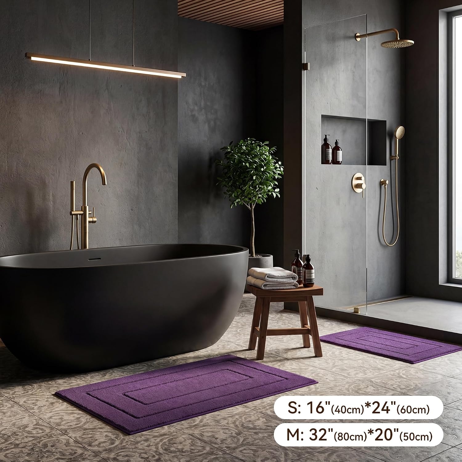 image:imageGRANNY SAYS Gray Bathroom Rugs Bath Mats for Bathroom NonSlip Super Soft and Water Absorbent Microfiber Bath Rugs Machine Wash Dry Bath Rugs for Floor Tub and Shower 16 x 24Purple