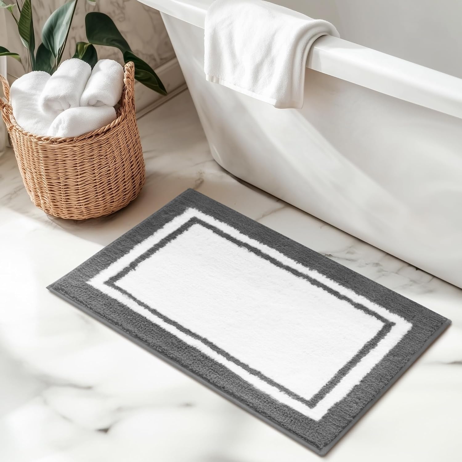 image:imageGRANNY SAYS Gray Bathroom Rugs Bath Mats for Bathroom NonSlip Super Soft and Water Absorbent Microfiber Bath Rugs Machine Wash Dry Bath Rugs for Floor Tub and Shower 16 x 24Ddeep Grey