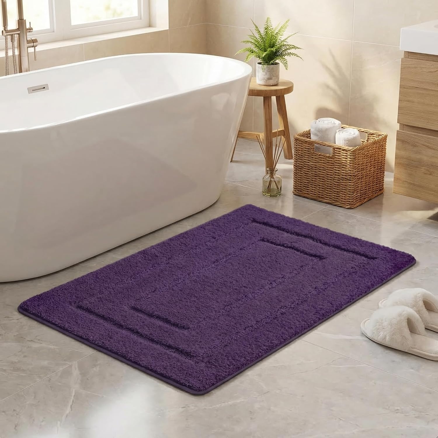 image:imageGRANNY SAYS Gray Bathroom Rugs Bath Mats for Bathroom NonSlip Super Soft and Water Absorbent Microfiber Bath Rugs Machine Wash Dry Bath Rugs for Floor Tub and Shower 16 x 24Purple