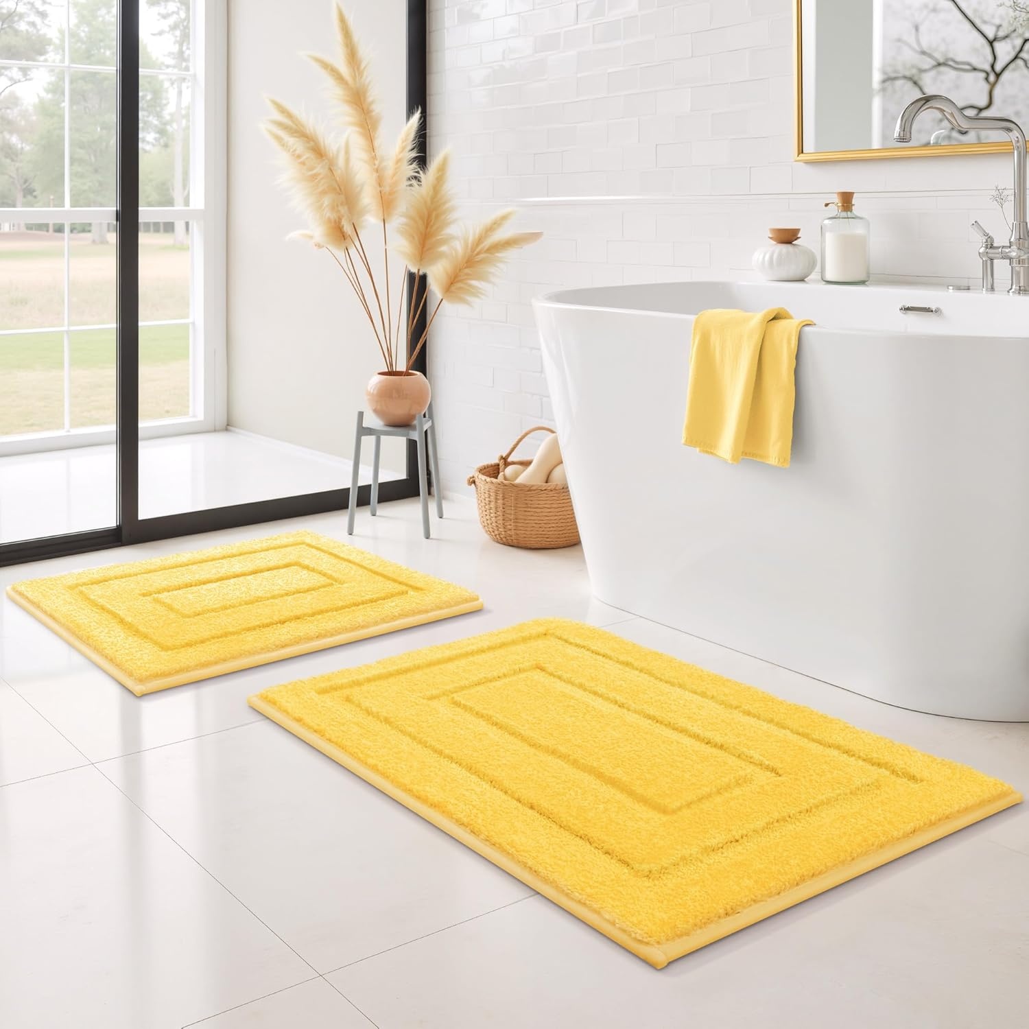 image:imageGRANNY SAYS Gray Bathroom Rugs Bath Mats for Bathroom NonSlip Super Soft and Water Absorbent Microfiber Bath Rugs Machine Wash Dry Bath Rugs for Floor Tub and Shower 16 x 24Yellow