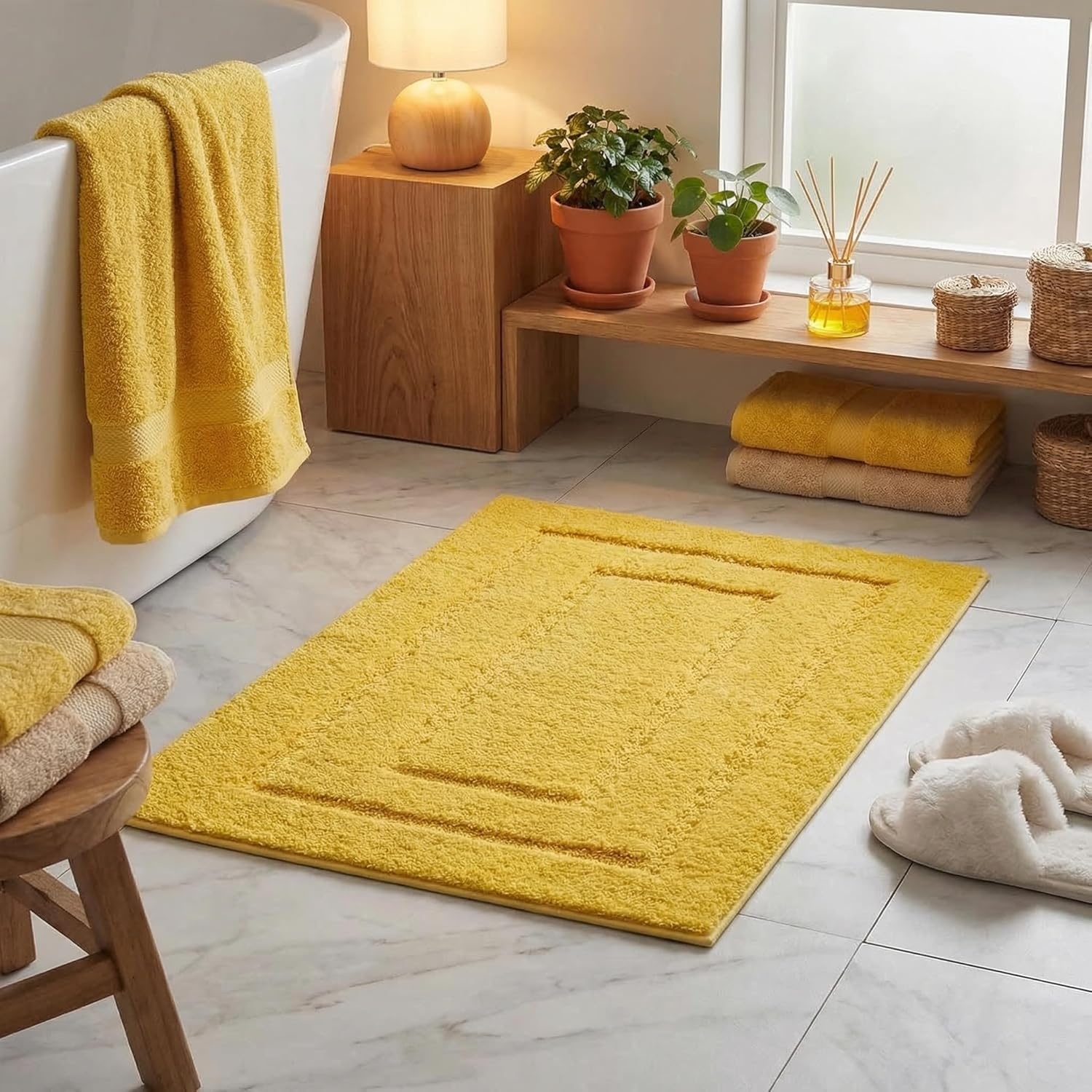 image:imageGRANNY SAYS Gray Bathroom Rugs Bath Mats for Bathroom NonSlip Super Soft and Water Absorbent Microfiber Bath Rugs Machine Wash Dry Bath Rugs for Floor Tub and Shower 16 x 24Yellow