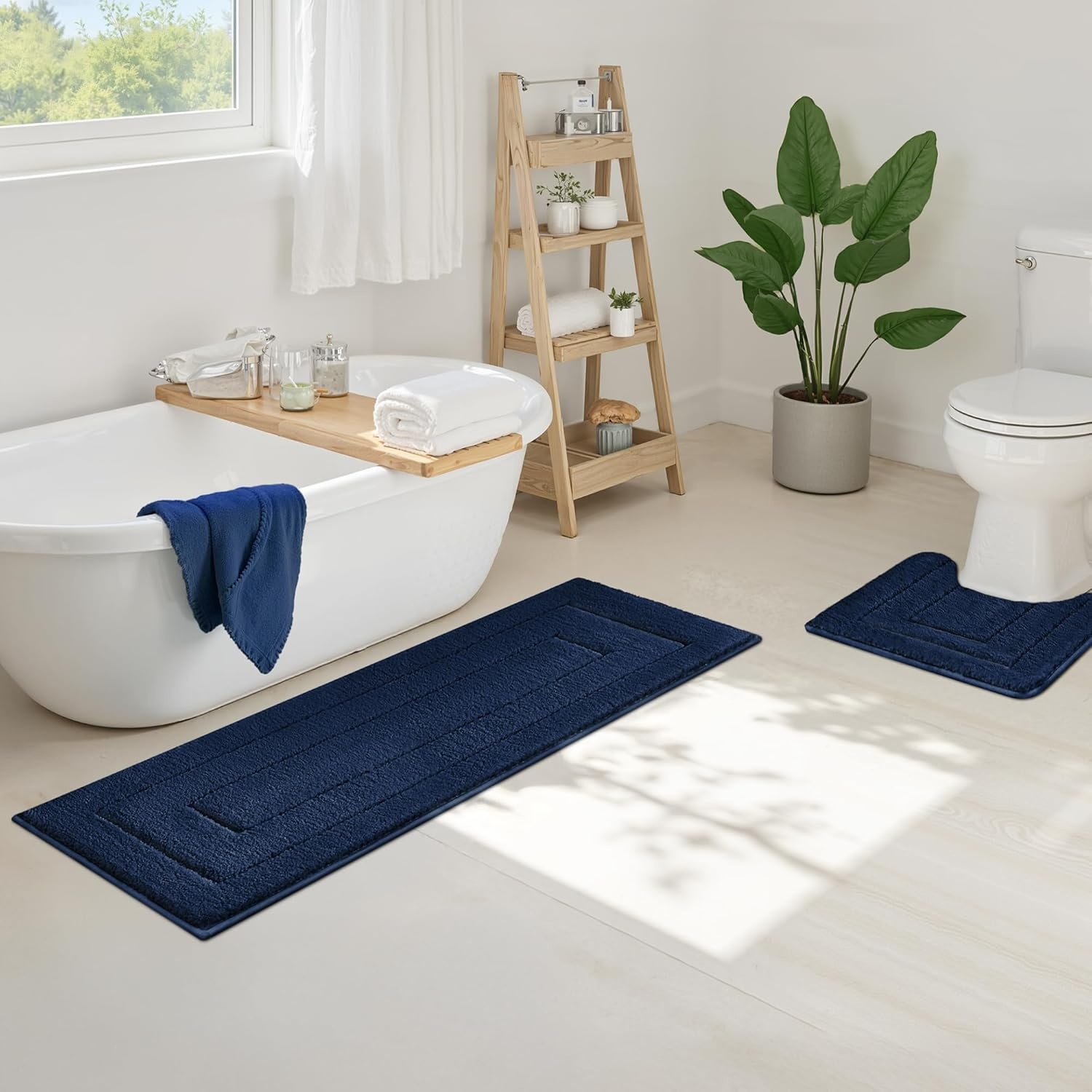 image:imageGRANNY SAYS Gray Bathroom Rugs Bath Mats for Bathroom NonSlip Super Soft and Water Absorbent Microfiber Bath Rugs Machine Wash Dry Bath Rugs for Floor Tub and Shower 16 x 24Deep Blue