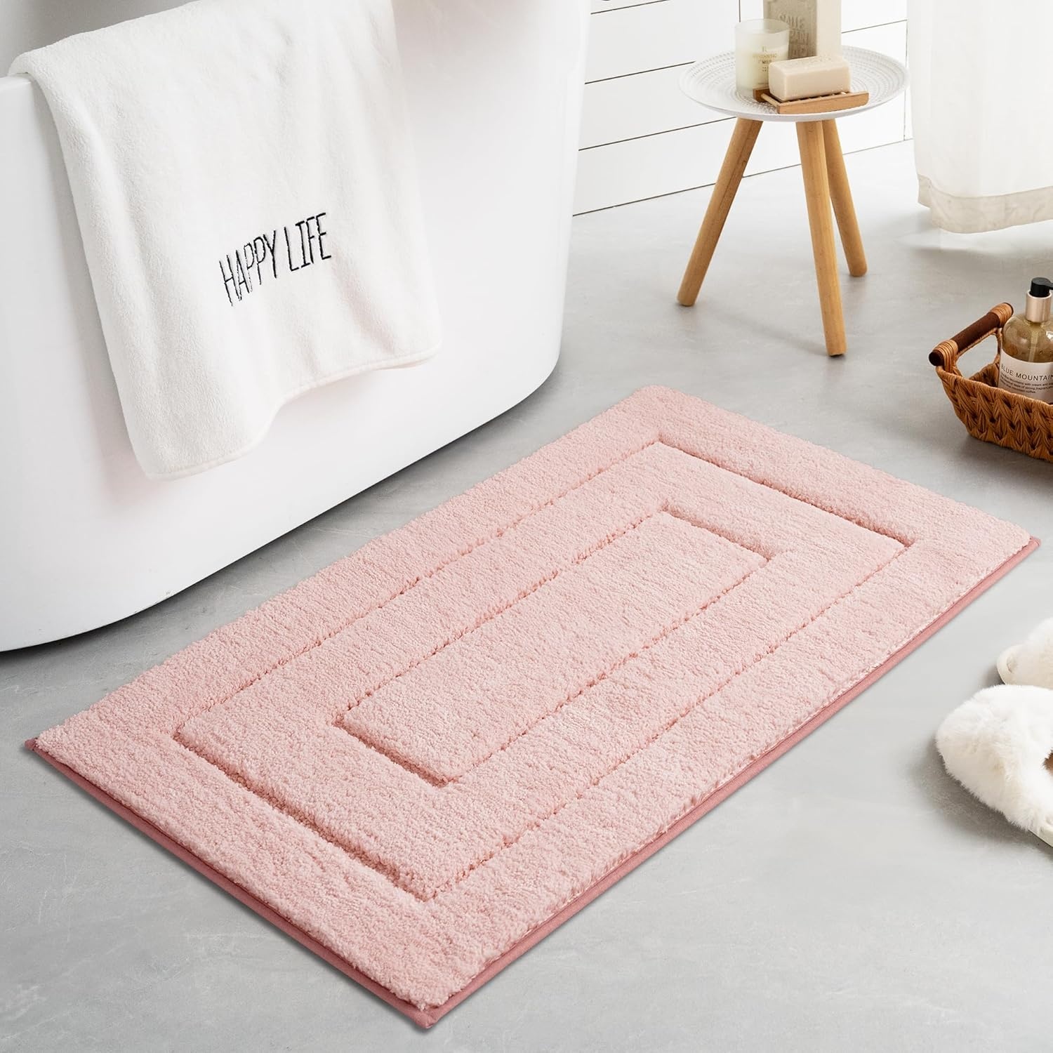 image:imageGRANNY SAYS Gray Bathroom Rugs Bath Mats for Bathroom NonSlip Super Soft and Water Absorbent Microfiber Bath Rugs Machine Wash Dry Bath Rugs for Floor Tub and Shower 16 x 24Pink