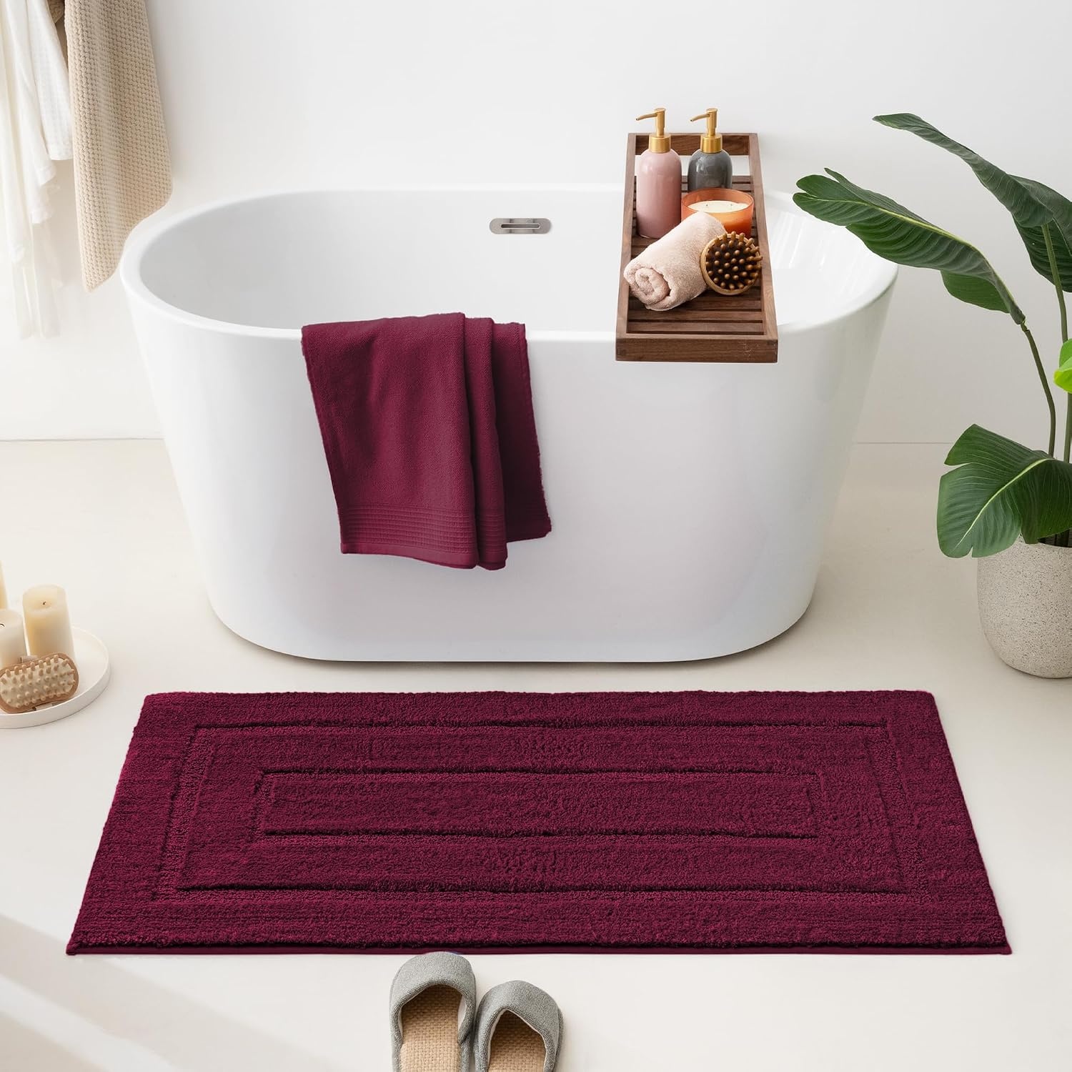 image:imageGRANNY SAYS Gray Bathroom Rugs Bath Mats for Bathroom NonSlip Super Soft and Water Absorbent Microfiber Bath Rugs Machine Wash Dry Bath Rugs for Floor Tub and Shower 16 x 24Strawberry Red